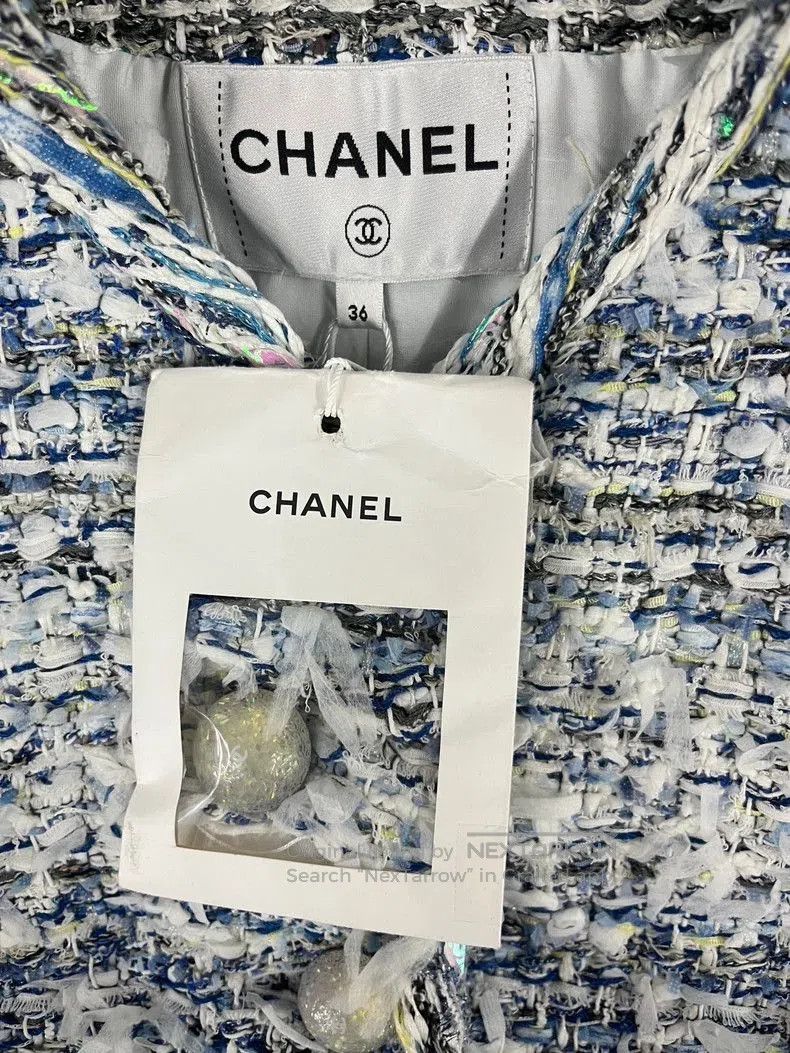Chanel Chanel Waterfall Blue White Fringe Jacket. Size US M / EU 48-50 / 2 - 4 Thumbnail