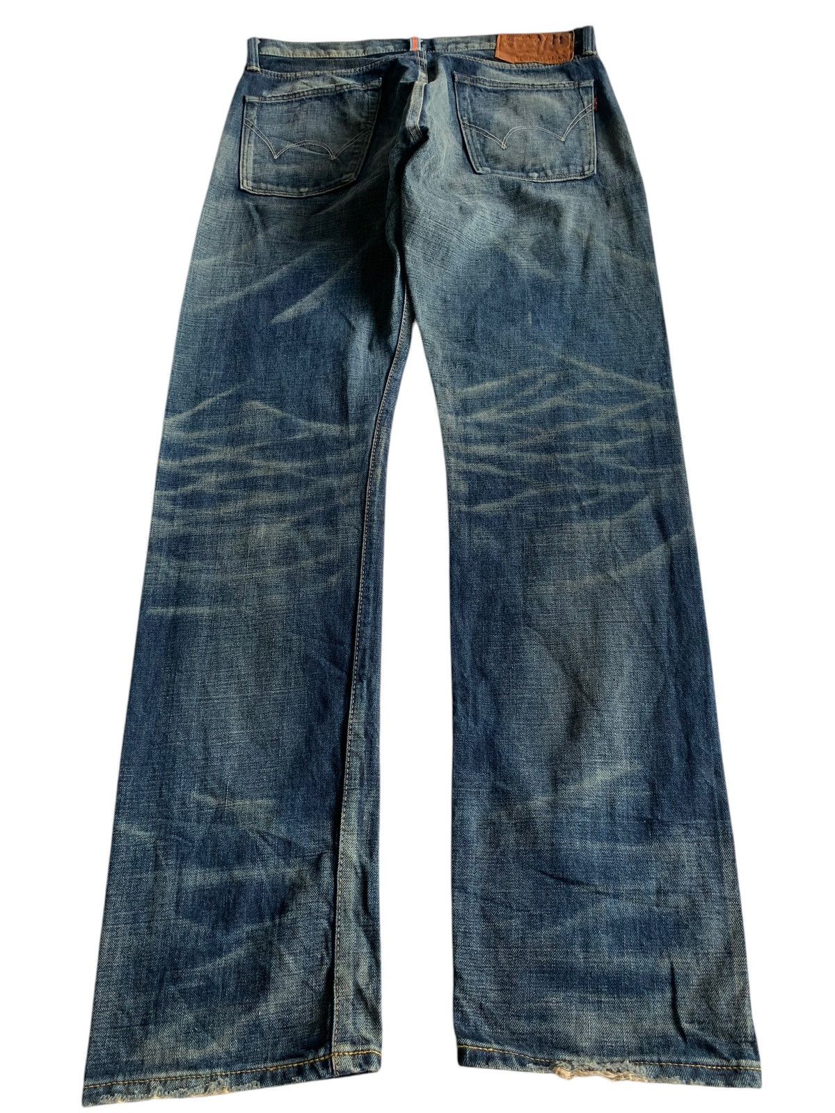 Edwin Rare💥EDWIN 5052RV SELVEDGE RUSTY MUDMAX DISTRESSED DENIM Size US 33 - 3 Thumbnail