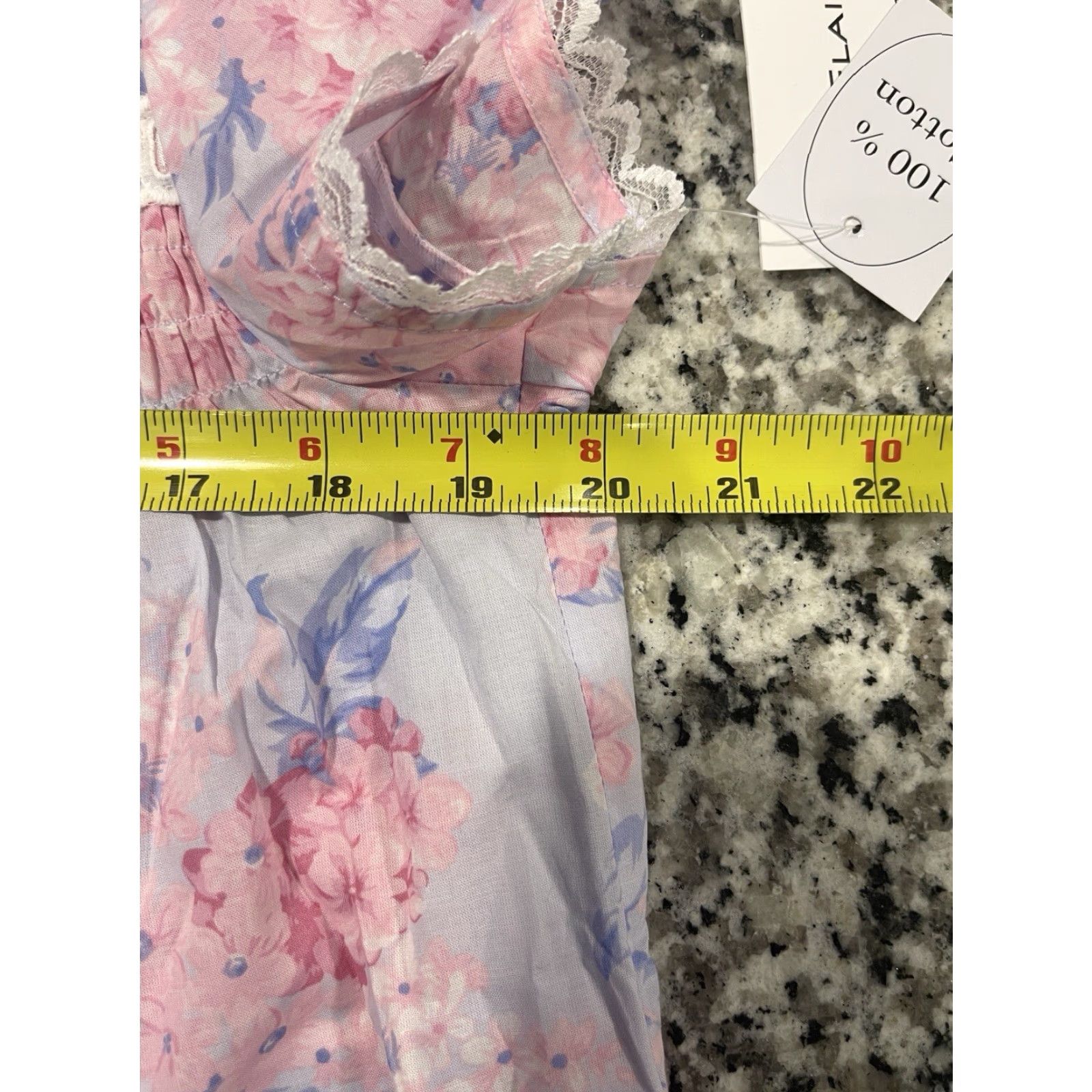 Vintage Miss Elaine Nightgown Floral Pink Blue Knit Cotton L Women Short Cap Sleeves Pullover NWT Large Size ONE SIZE - 3 Thumbnail