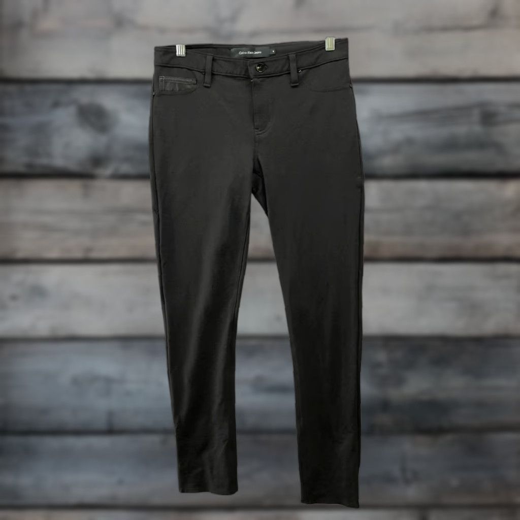 Calvin Klein Calvin Klein Pants Womens 8 Black Low Rise Ponte Skinny 5 Pocket Ankle Regular Inseam 28.5 in Size 30" / US 8 / IT 44 - 1 Thumbnail