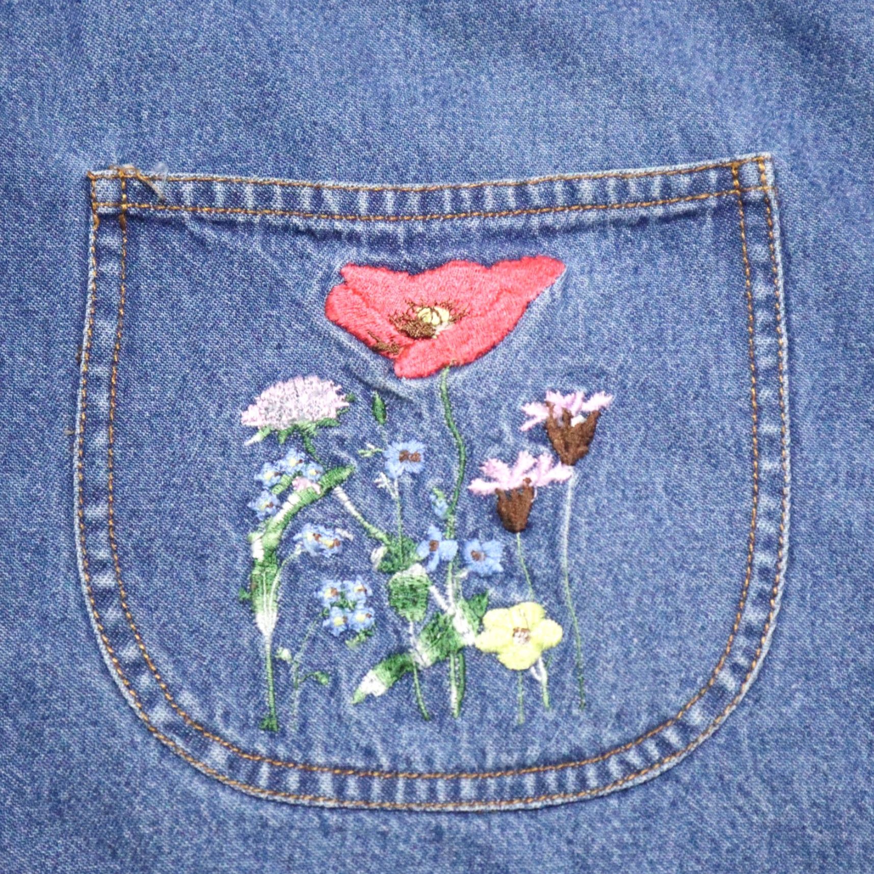 Blair BLAIR Denim Shirt Long Sleeve Womens Size LARGE Blue Floral Embroidery Shirt Jacket Style Denim Shirt 90s? Mens? Size L / US 10 / IT 46 - 2 Thumbnail