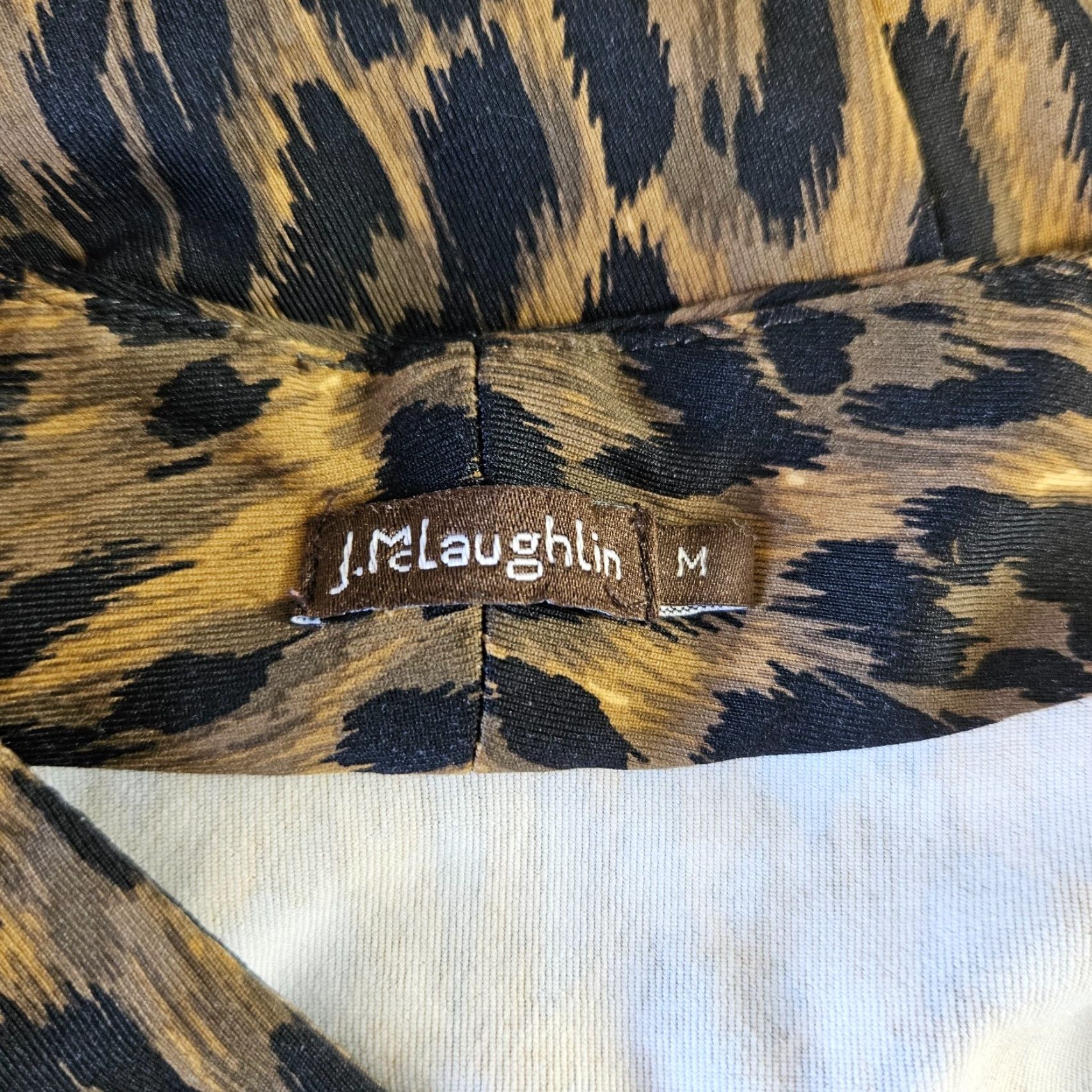 J.McLaughlin J McLaughlin Womens Catalina Cloth Dress 3/4 Sleeve V-Neck Knee Length Animal Print Brown Black M Modern Sheath Womens Size M / US 6-8 / IT 42-44 - 6 Thumbnail