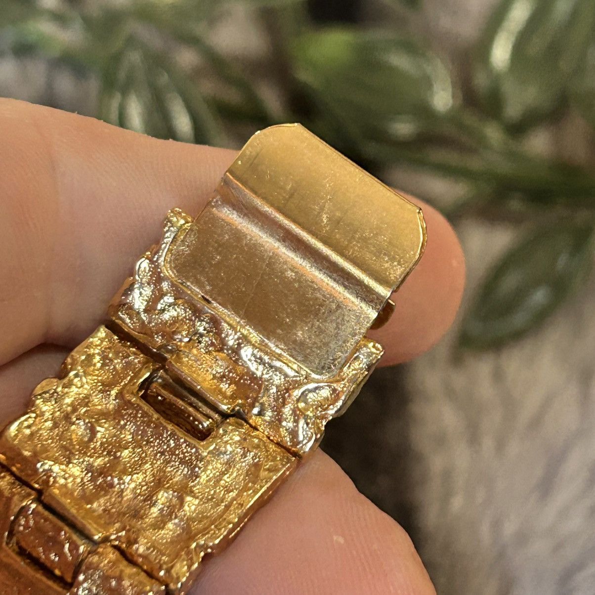 Vintage Vintage 70s-80s wide gold nugget unisex bracelet Size ONE SIZE - 10 Thumbnail