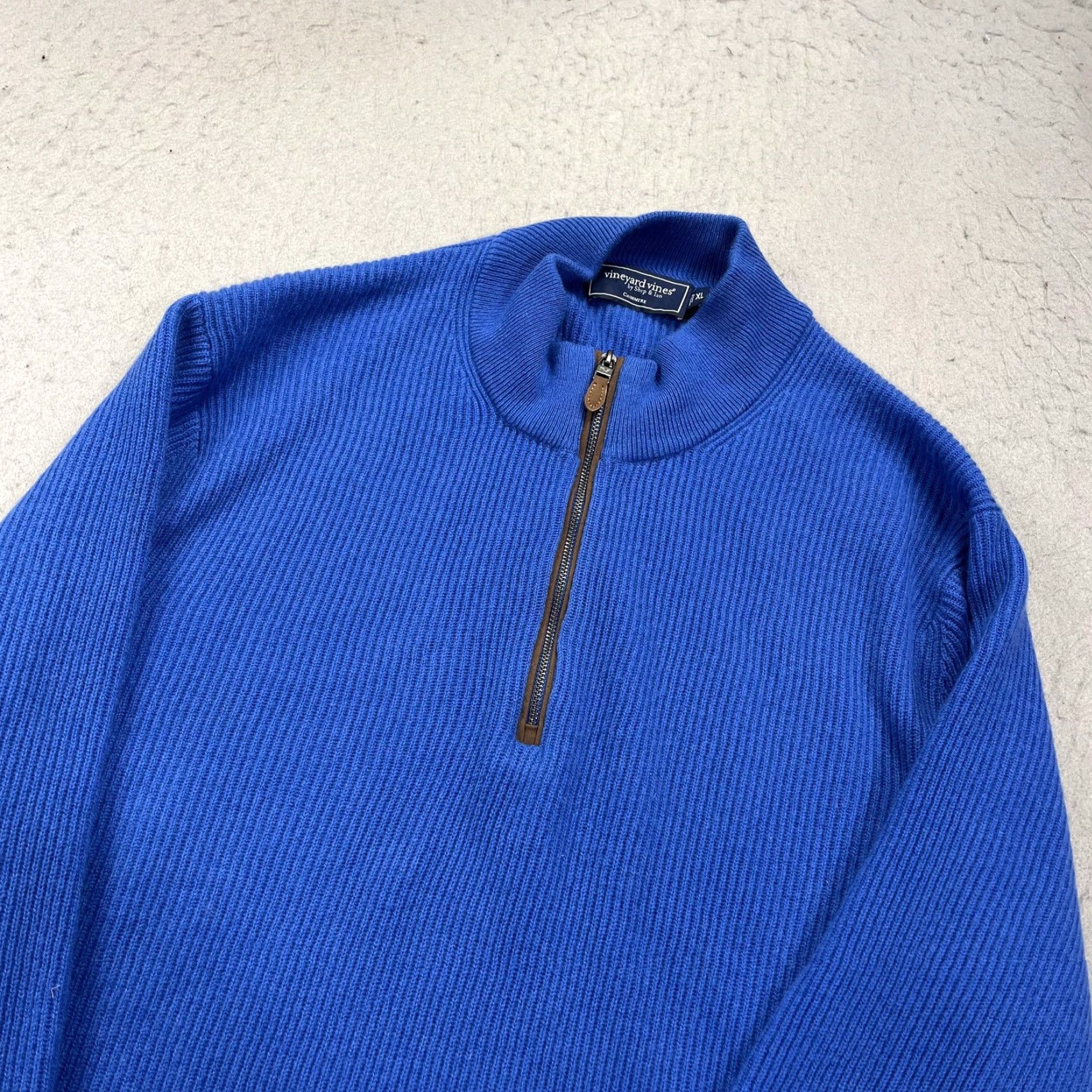 Vineyard Vines Vineyard Vines Sweater Mens XL Blue Cashmere 1/4 Zip Mock Neck Pullover Knit Preppy Size US XL / EU 56 / 4 - 3 Thumbnail