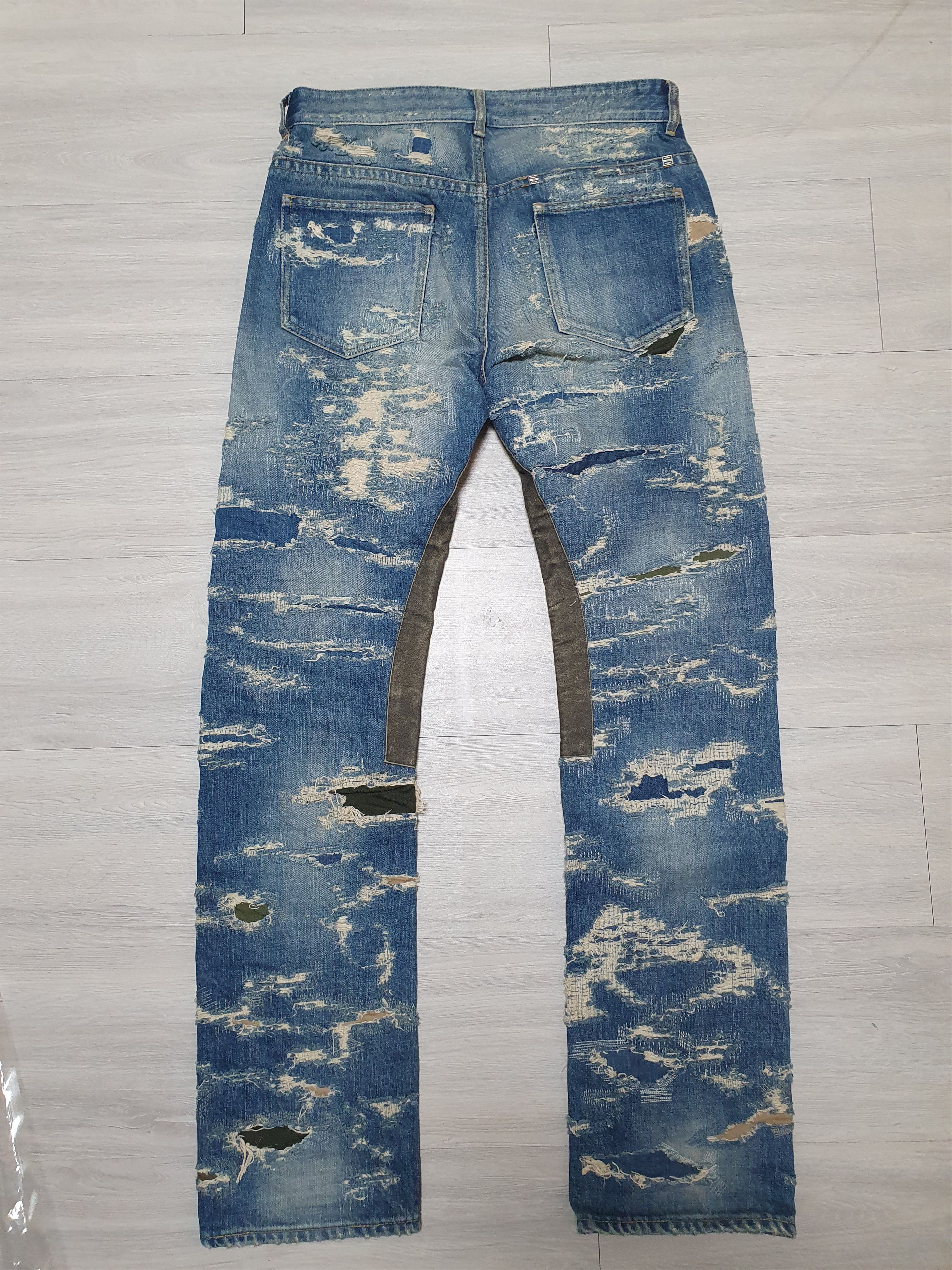 image of Givenchy Distressed Moleskin Denim Pants First Batch in Indigo, Men's (Size 30)