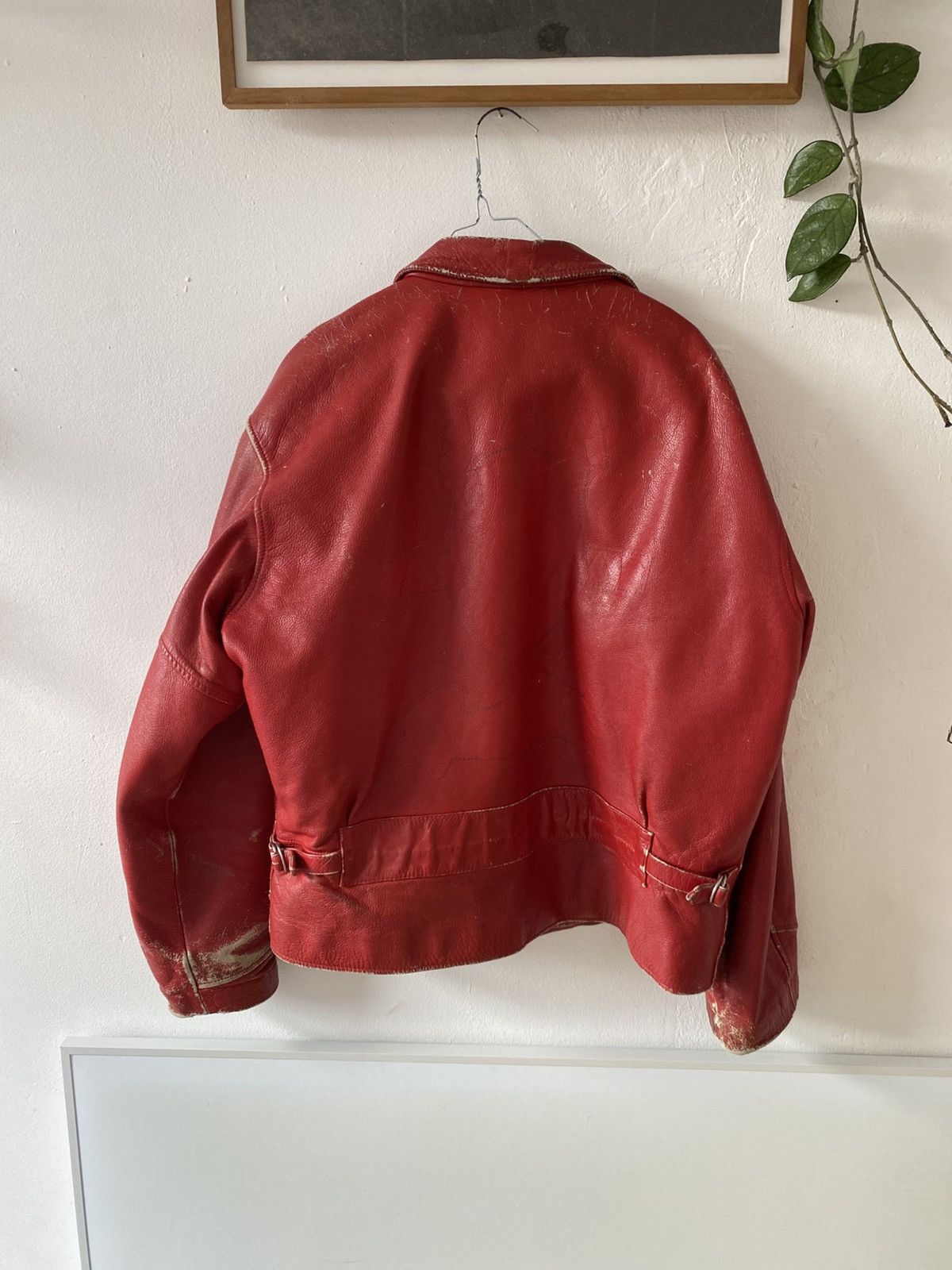 Vintage Rare Vintage Red Heavy Leather Biker Jacket Size US L / EU 52-54 / 3 - 3 Thumbnail