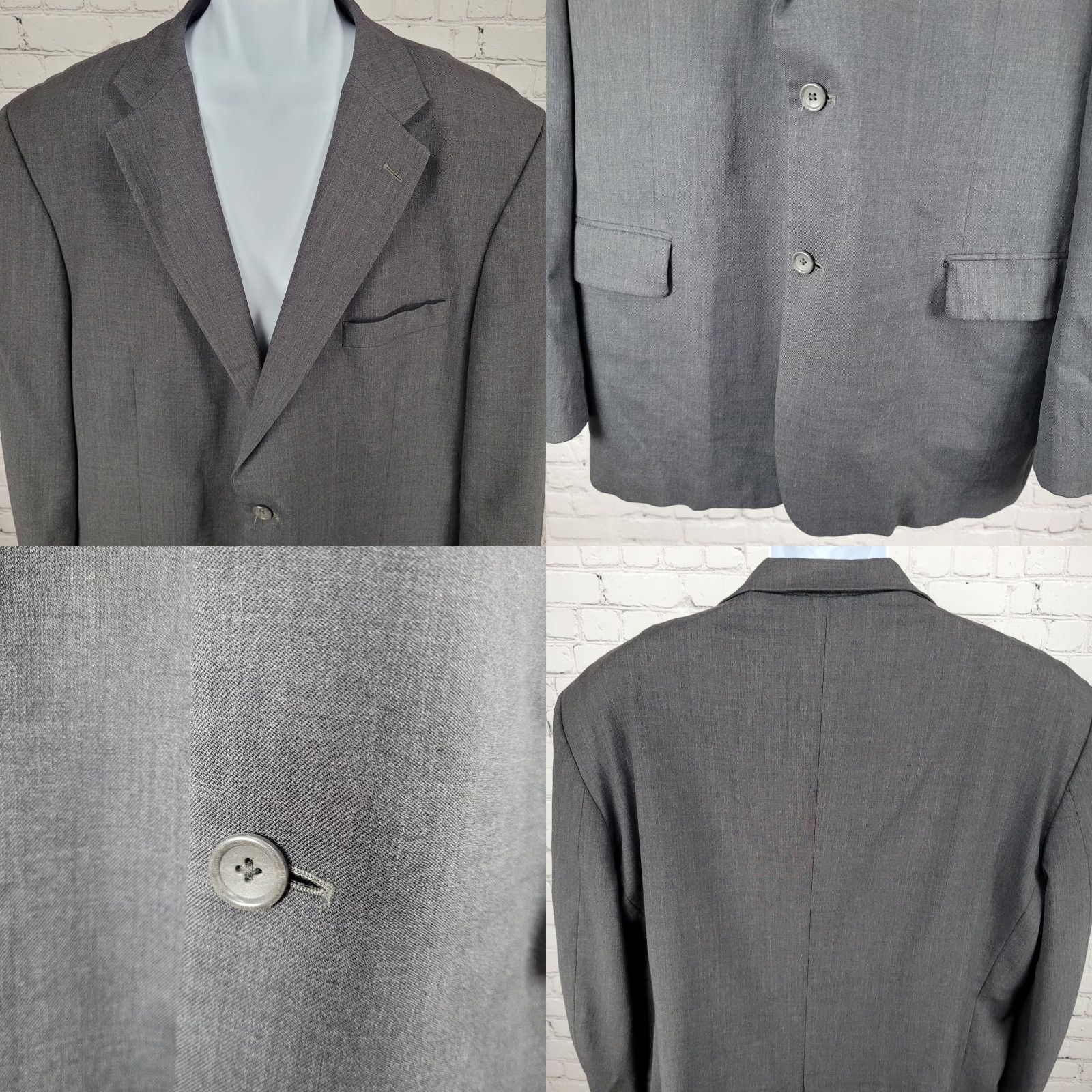 Joseph VINTAGE Joseph & Feiss Men's Wool Sport Coat Blazer Size 48 Regular Gray Classic 2-Piece Size 48R - 8 Thumbnail
