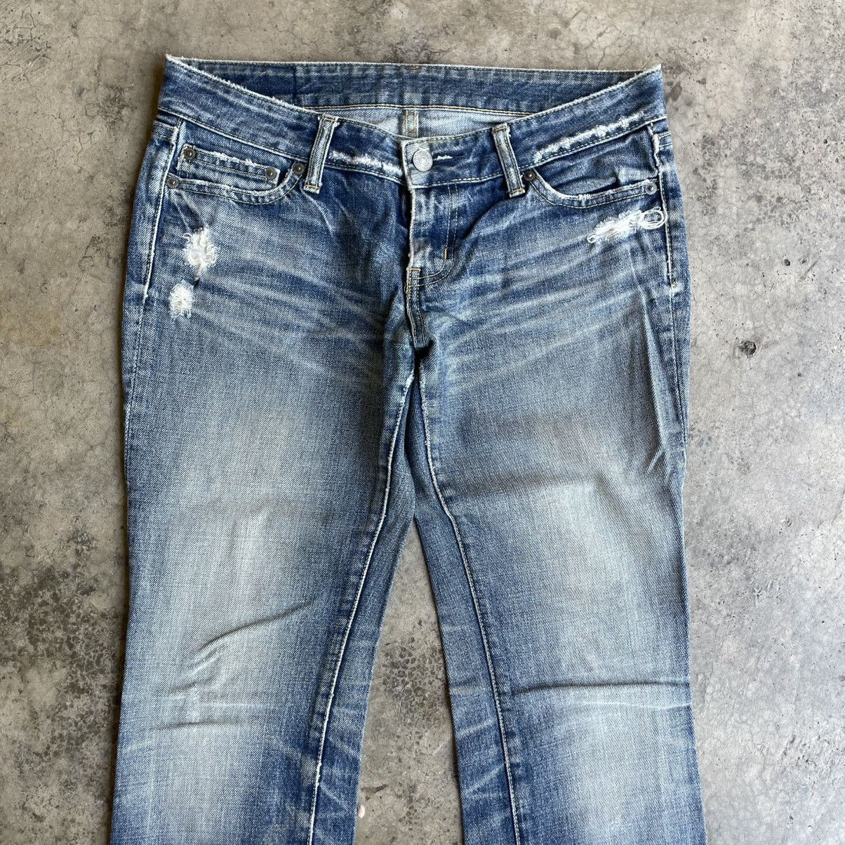 MOUSSY 🔥Vintage Moussy Stoned Washed Ripped Distress Flare Jeans Size 31" - 2 Thumbnail