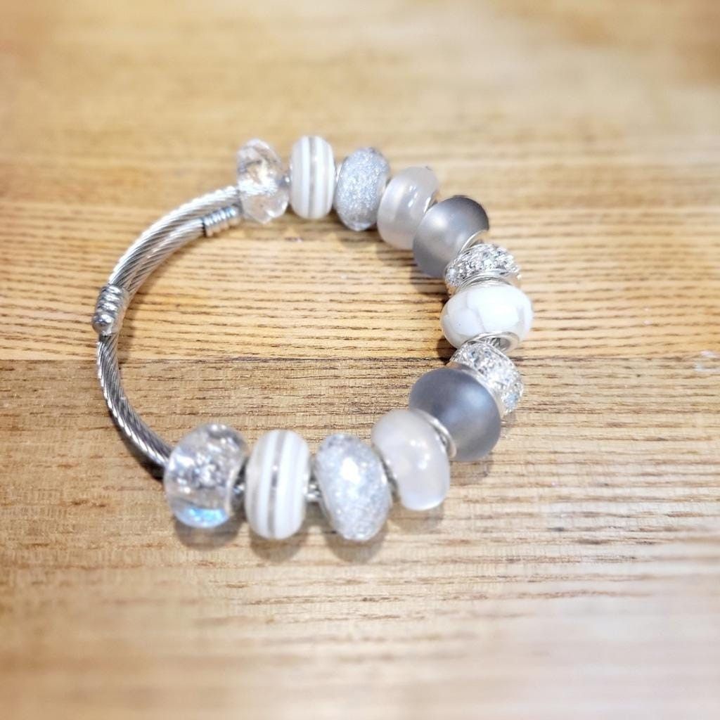 Handmade European Style Snake Coil Expandable Beaded Bracelet 7" Size ONE SIZE - 5 Thumbnail