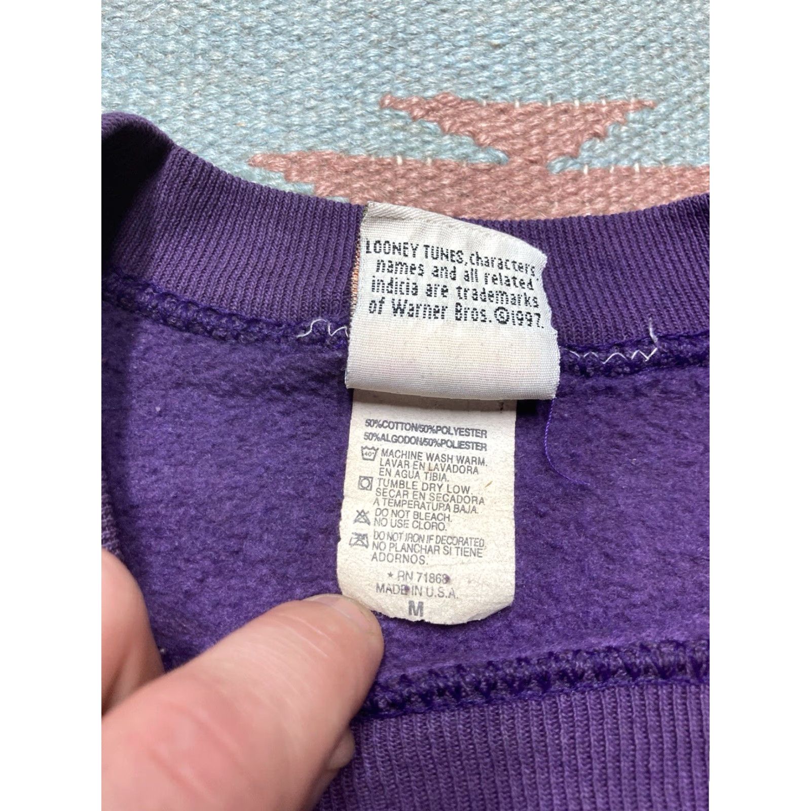 Vintage VINTAGE 90s Crewneck Sweatshirt Tweety Bird Looney Tunes Disney Purple M Men's Shirt Pullover Size US M / EU 48-50 / 2 - 7 Thumbnail