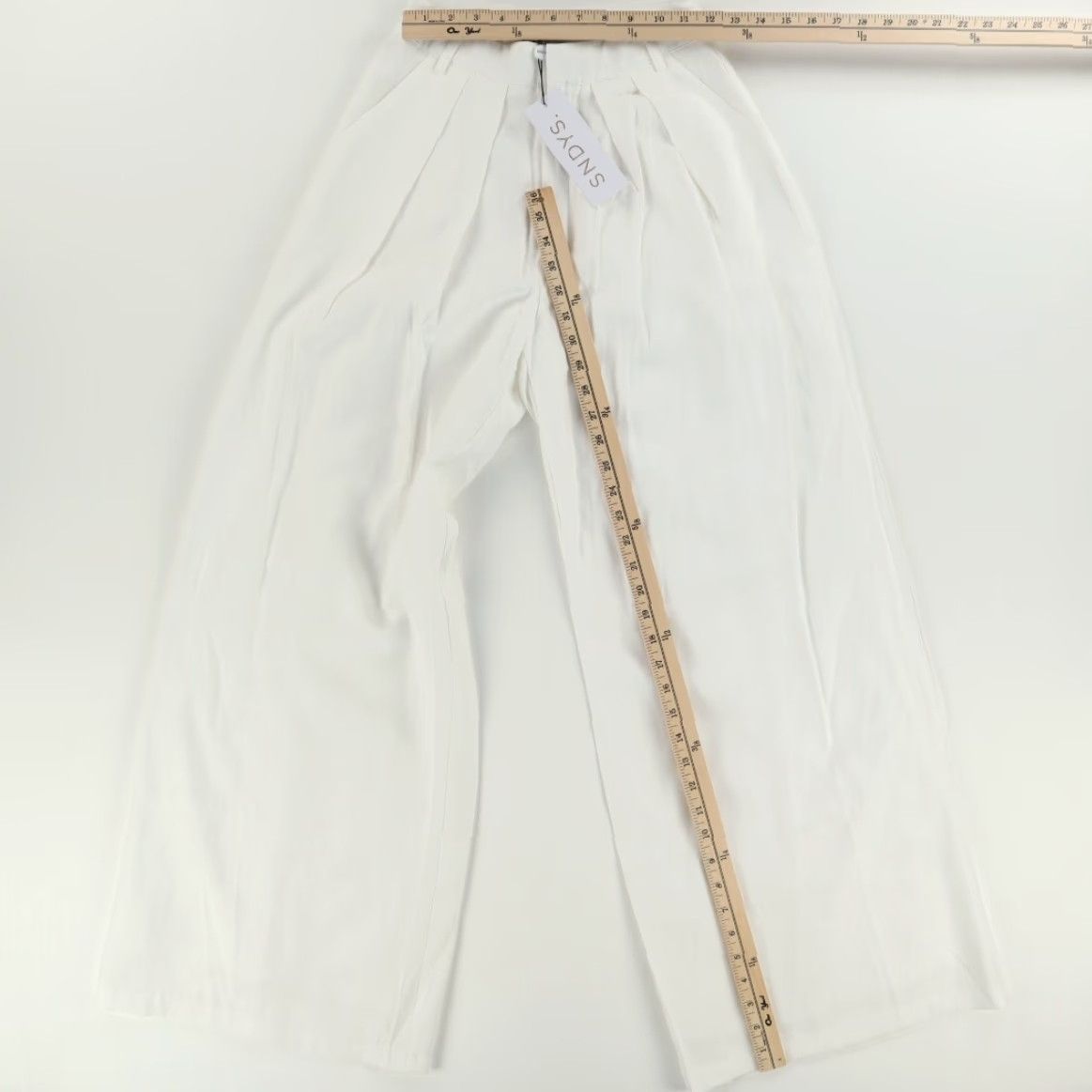 Vintage SNDYS Alexa Wide Leg Rayon Microfiber Chino Pants White Women's XS Shirt Size 26" / US 2 / IT 38 - 3 Thumbnail