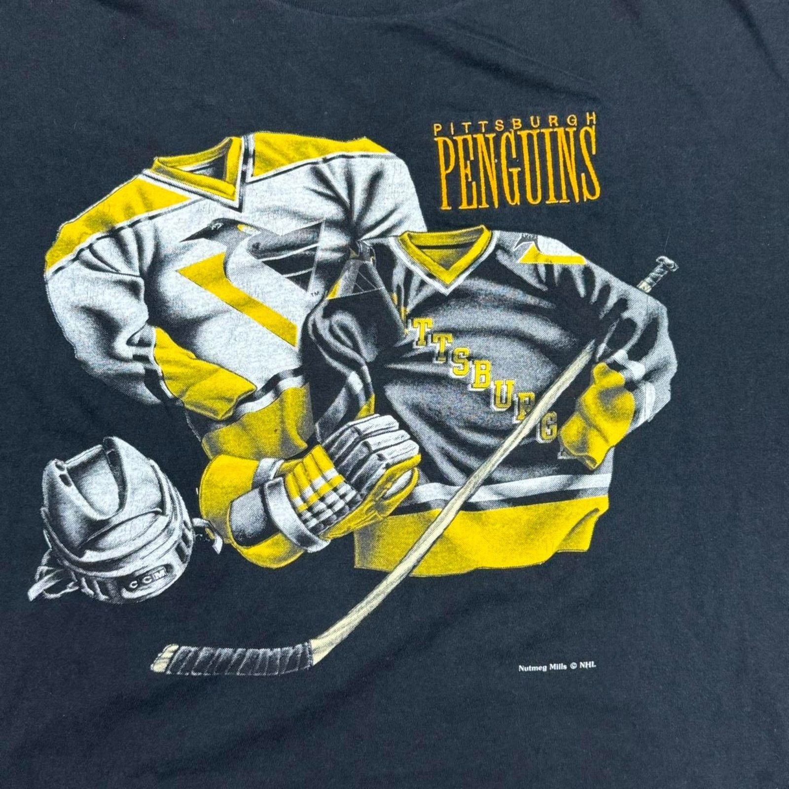 Nutmeg × Vintage VINTAGE 90S SINGLE STITCH NUTMEG NHL PITTSBURG PENGUINS TEE: Size US XL / EU 56 / 4 - 3 Thumbnail