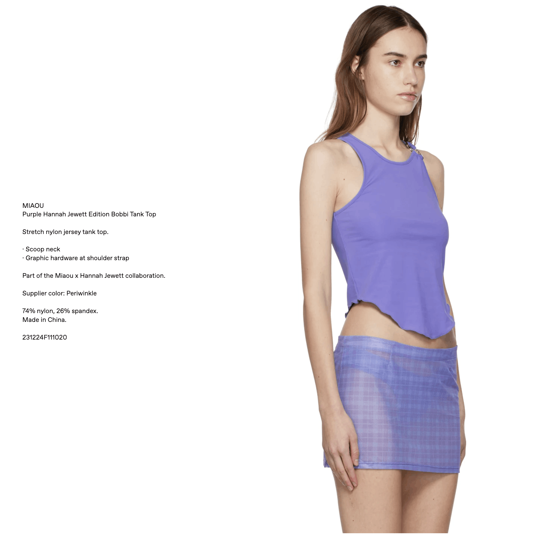 Miaou MIAOU Purple Hannah Jewett Edition Bobbi Tank Top Size S / US 4 / IT 40 - 3 Thumbnail