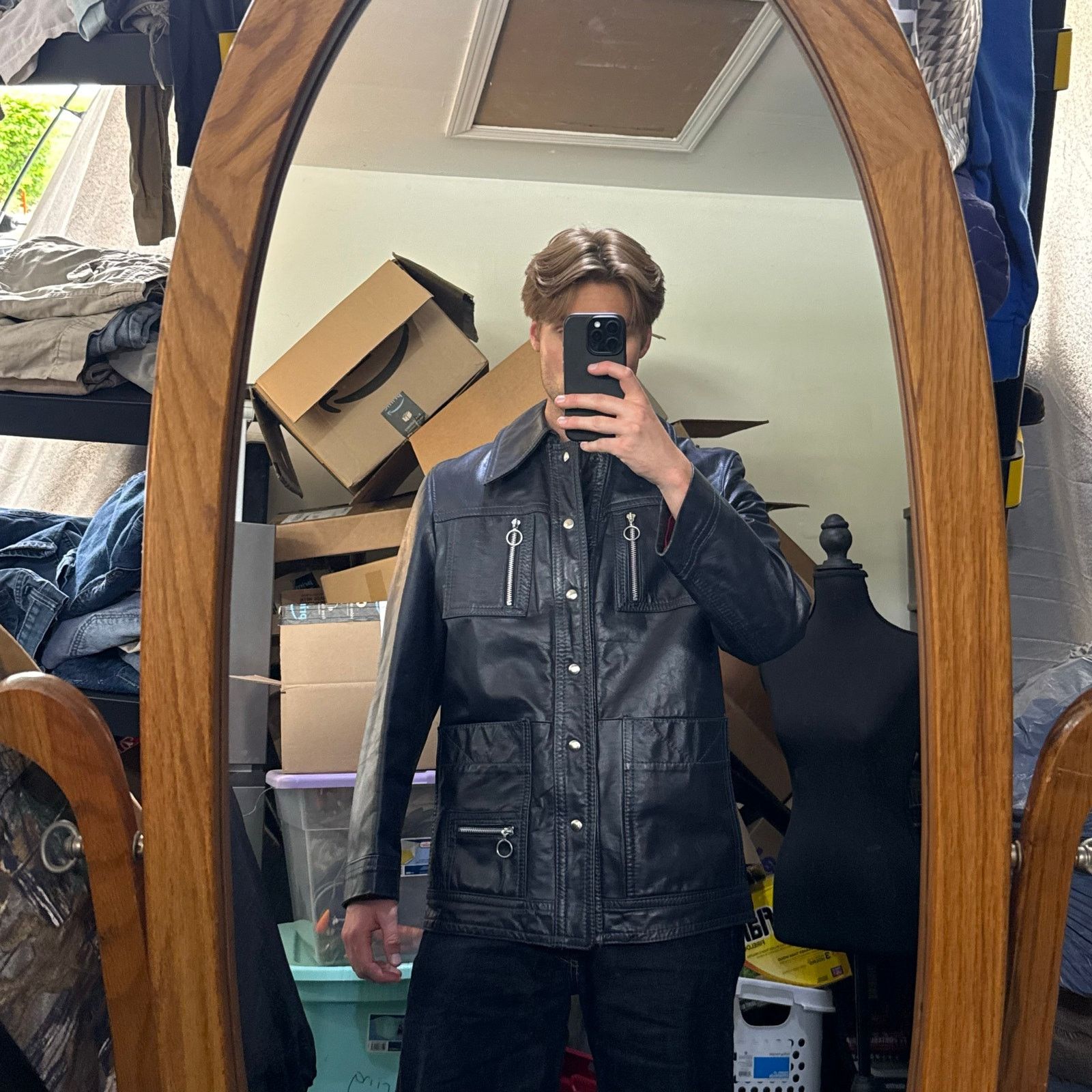 Vintage Vintage 70’s Stratojac Navy Blue Leather Jacket Sz 42 Size US L / EU 52-54 / 3 - 9 Thumbnail