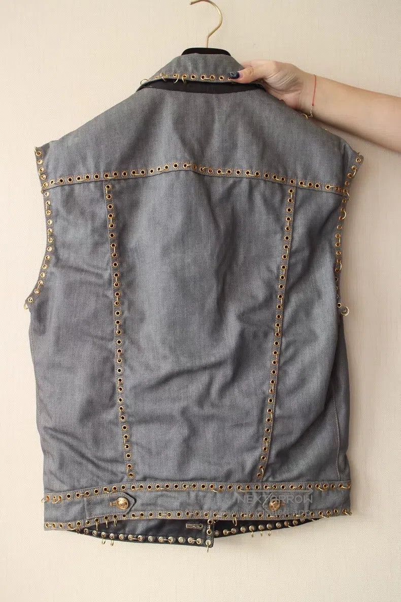 Versace Versace Denim leather vest jacket Size US S / EU 44-46 / 1 - 3 Thumbnail