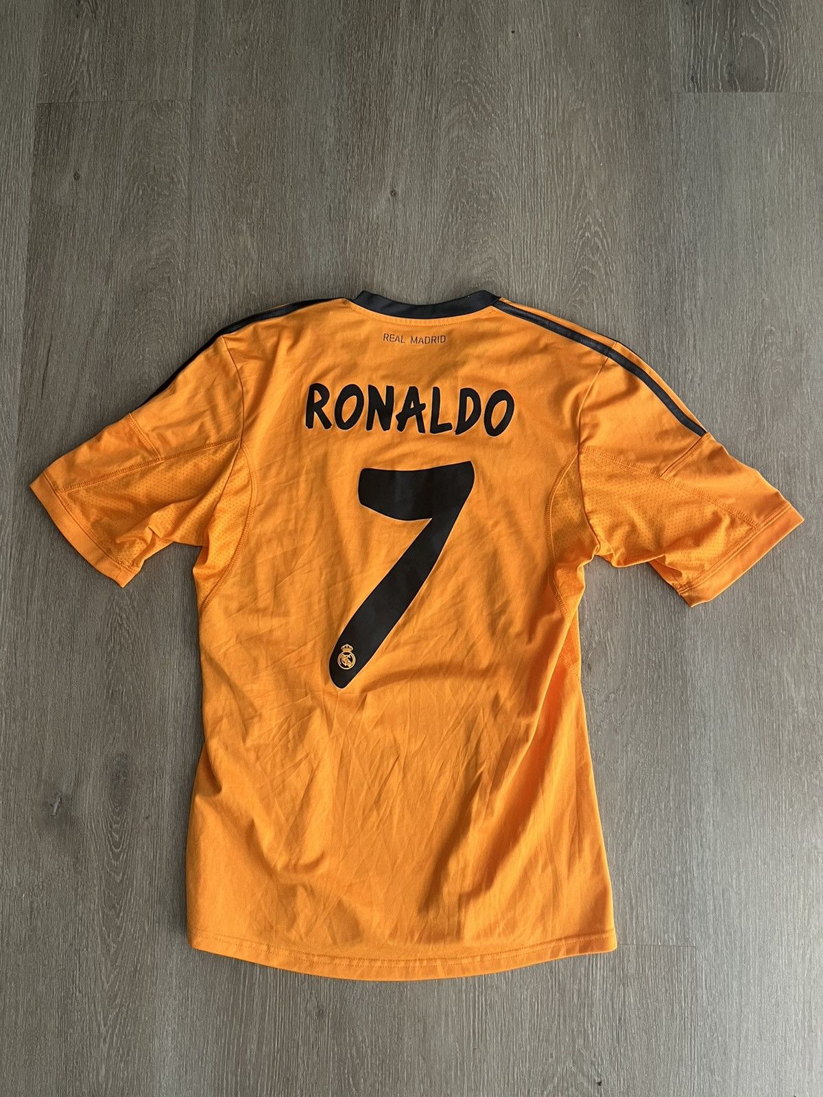 image of Adidas x Real Madrid Cristiano Ronaldo Real Madrid 2013 2014 Soccer Jersey S in Orange (Size Small)