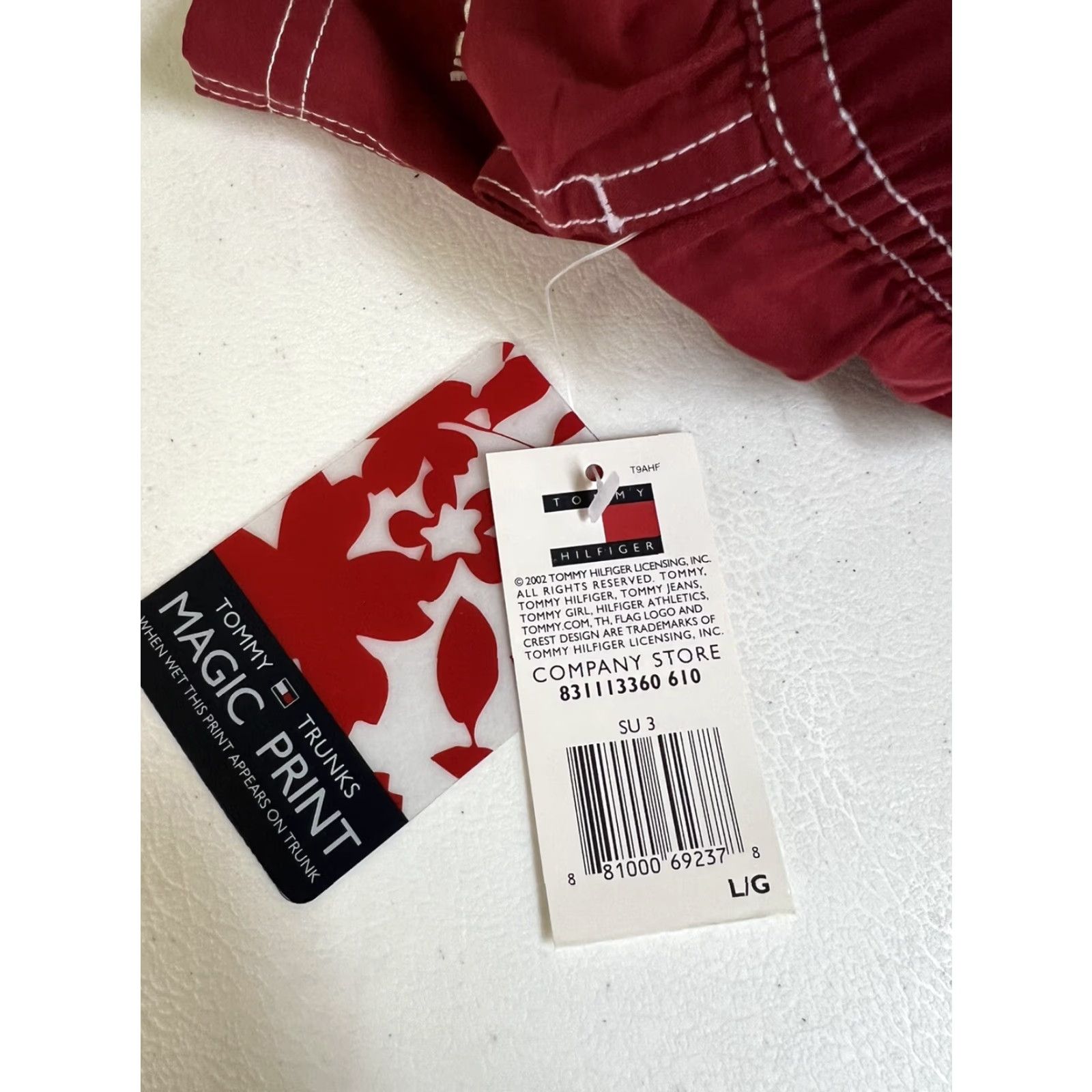 Tommy Hilfiger Tommy Hilfiger Men’s Standard Solid 7" Swim Trunks Red Sz Large NOS Lined Swimwear Bottom Size US 33 - 7 Thumbnail