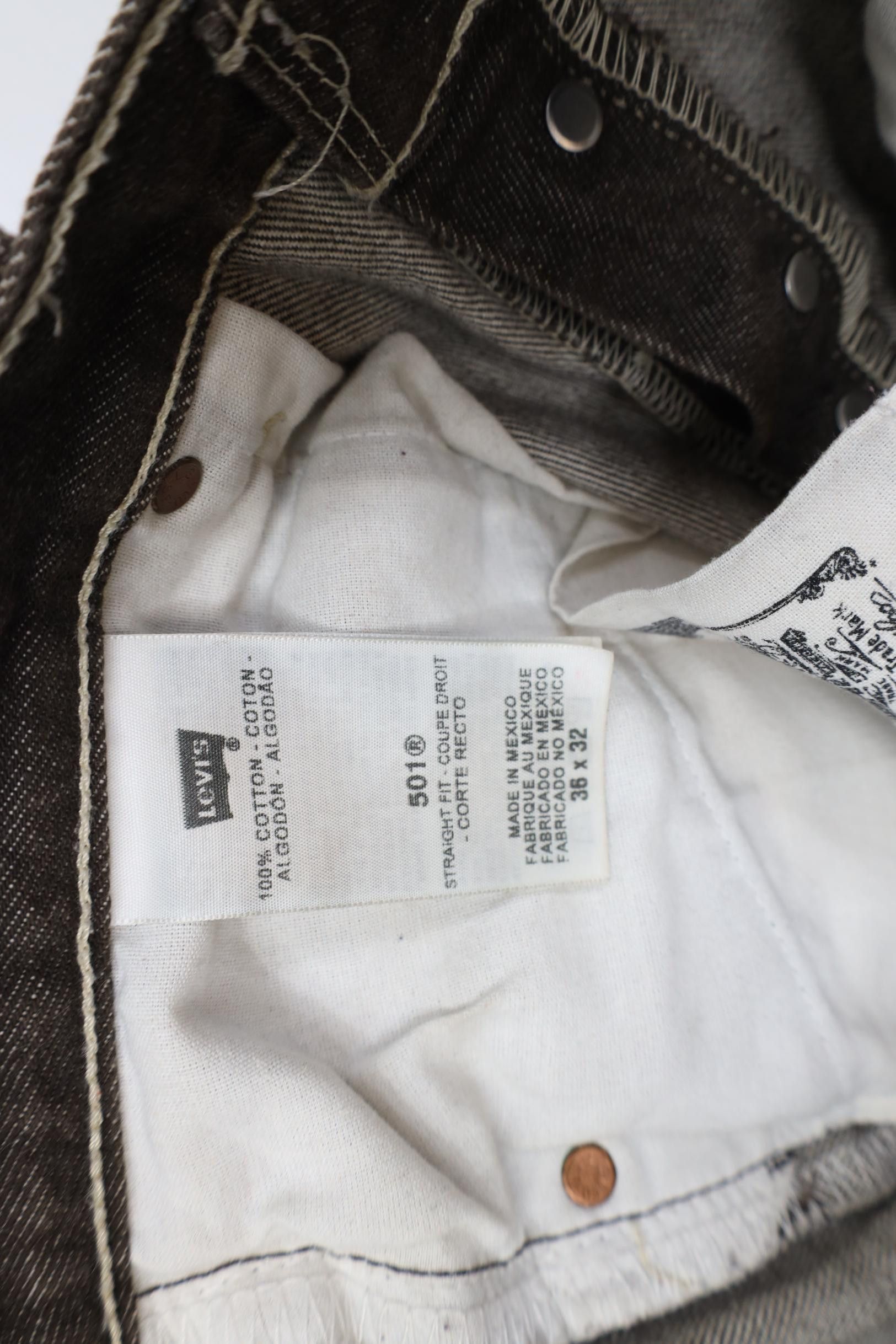 Levi's Vintage Y2K Levis 501xx Fly Regular Straight Leg Jeans Brown Size US 36 / EU 52 - 7 Thumbnail