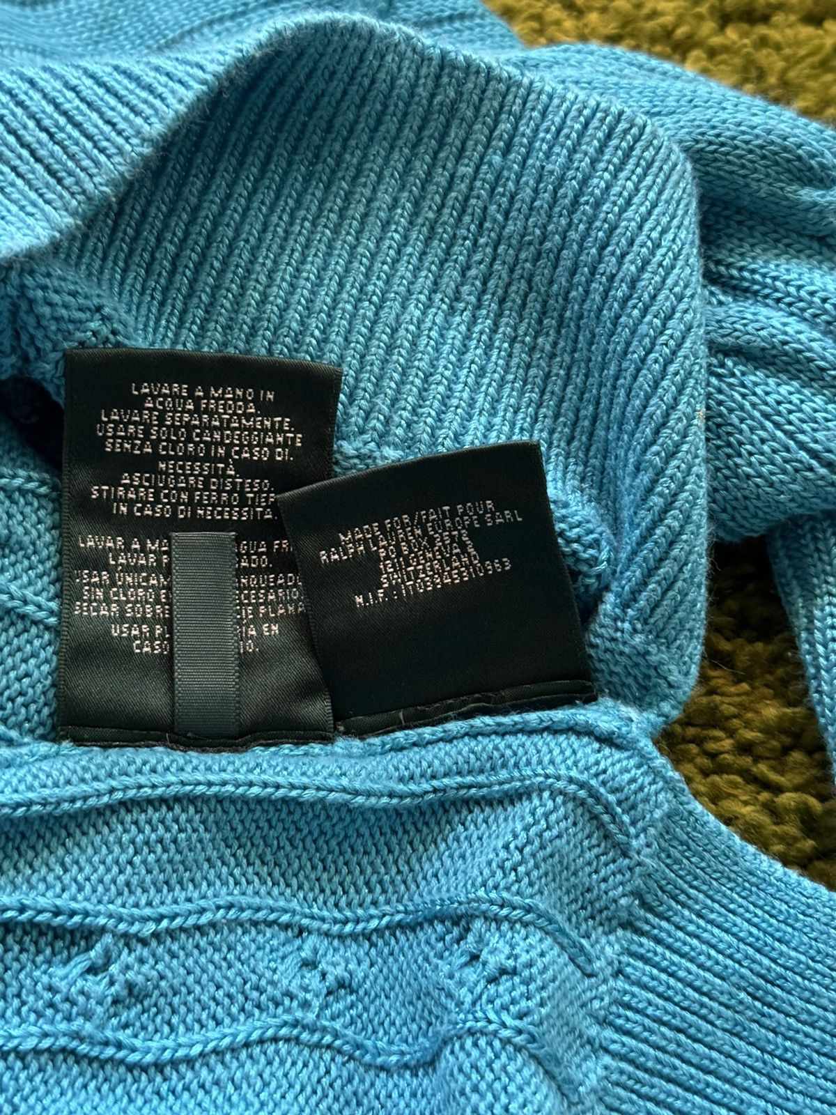 Lauren Ralph Lauren × Ralph Lauren × Vintage Lauren Ralph Lauren cable knit blue sweater Size L / US 10 / IT 46 - 9 Thumbnail