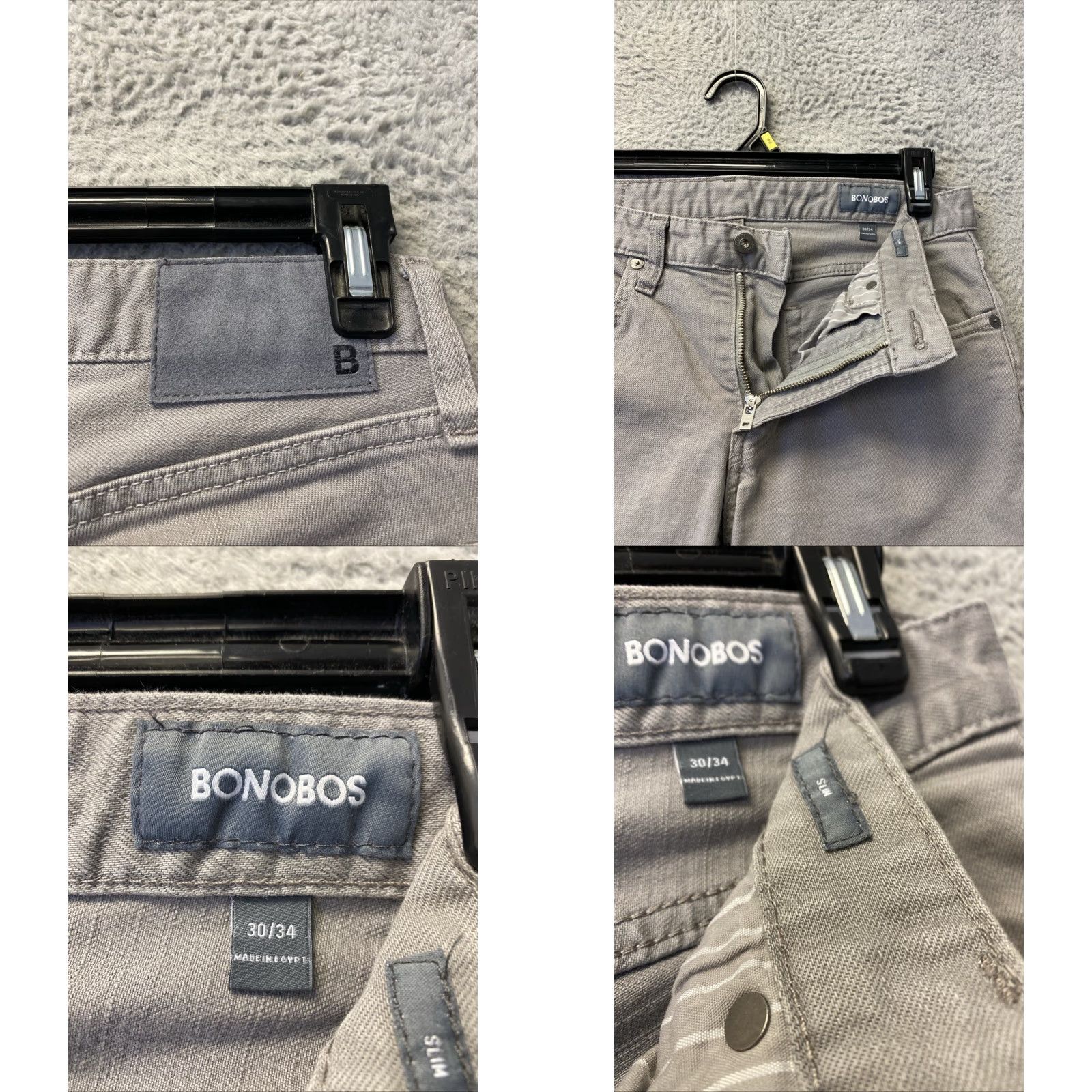 Bonobos Bonobos Jeans Men's 30 x 34 Gray Slim Denim Straight Leg Medium Wash /0400 Size US 30 / EU 46 - 8 Thumbnail