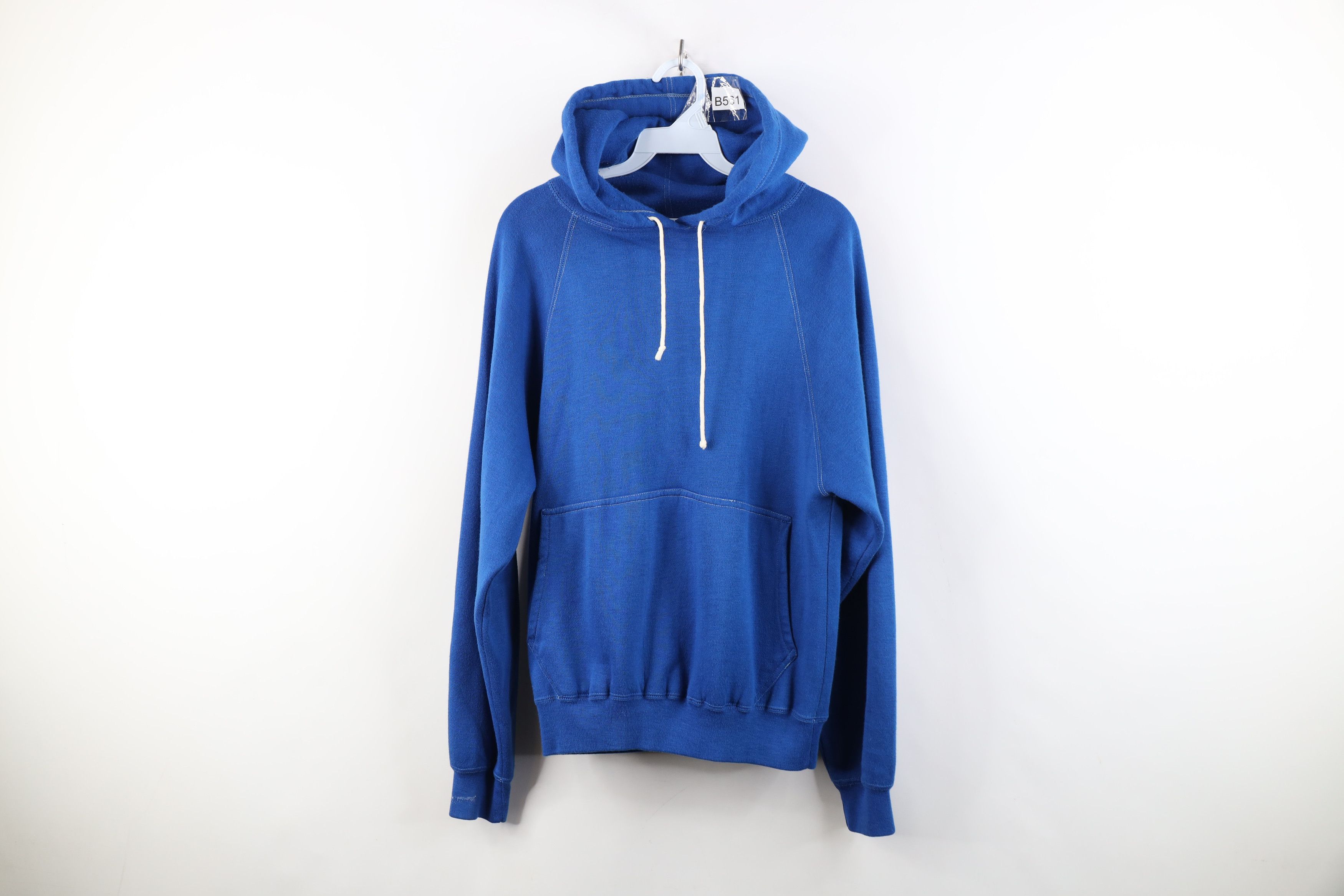 Vintage Vintage 70s Streetwear Blank Hoodie Sweatshirt Royal Blue Size US S / EU 44-46 / 1 - 1 Thumbnail