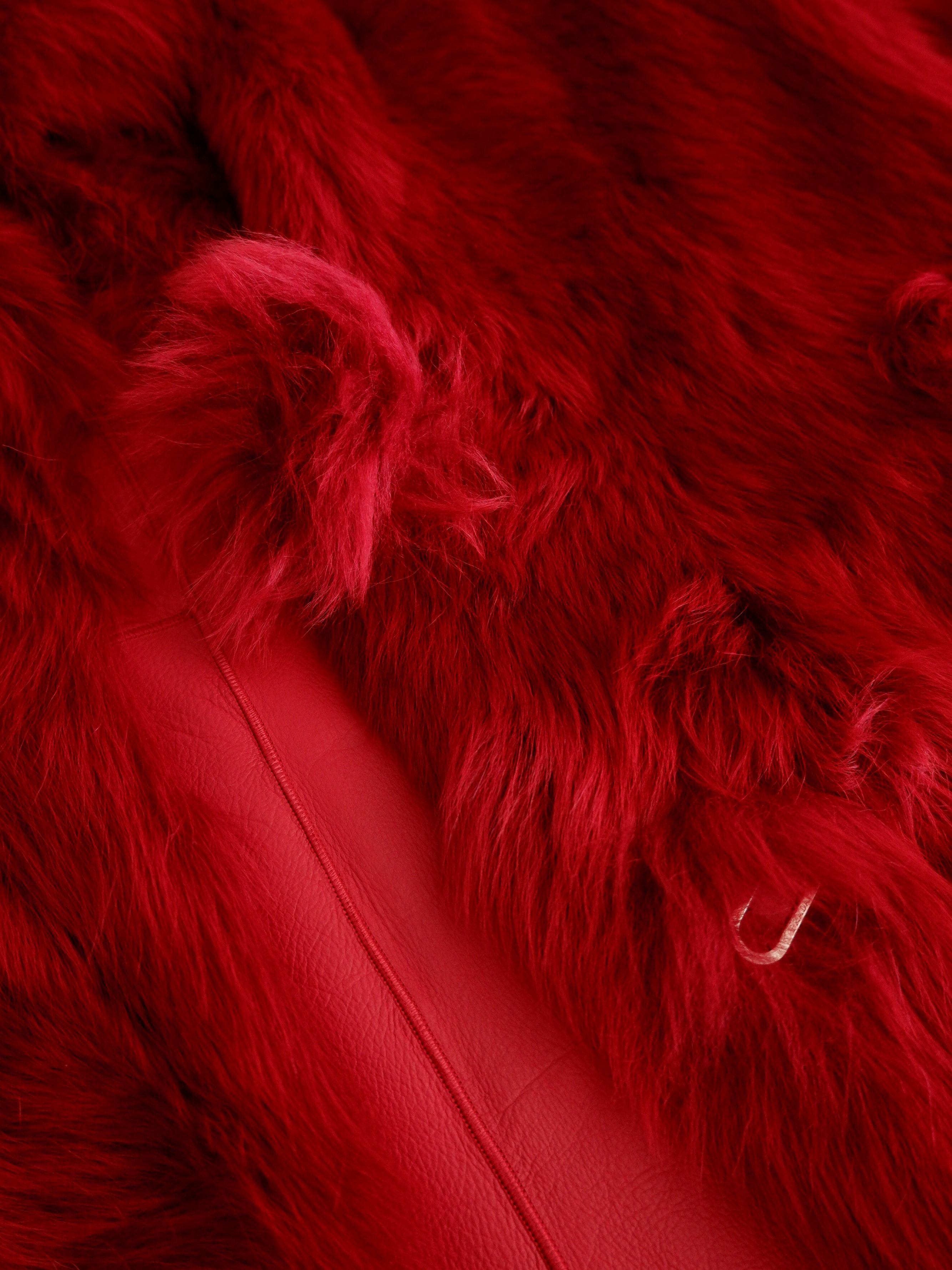 Prada Last drop! Prada red dyed sheep fur coat AW17 Size S / US 4 / IT 40 - 8 Thumbnail
