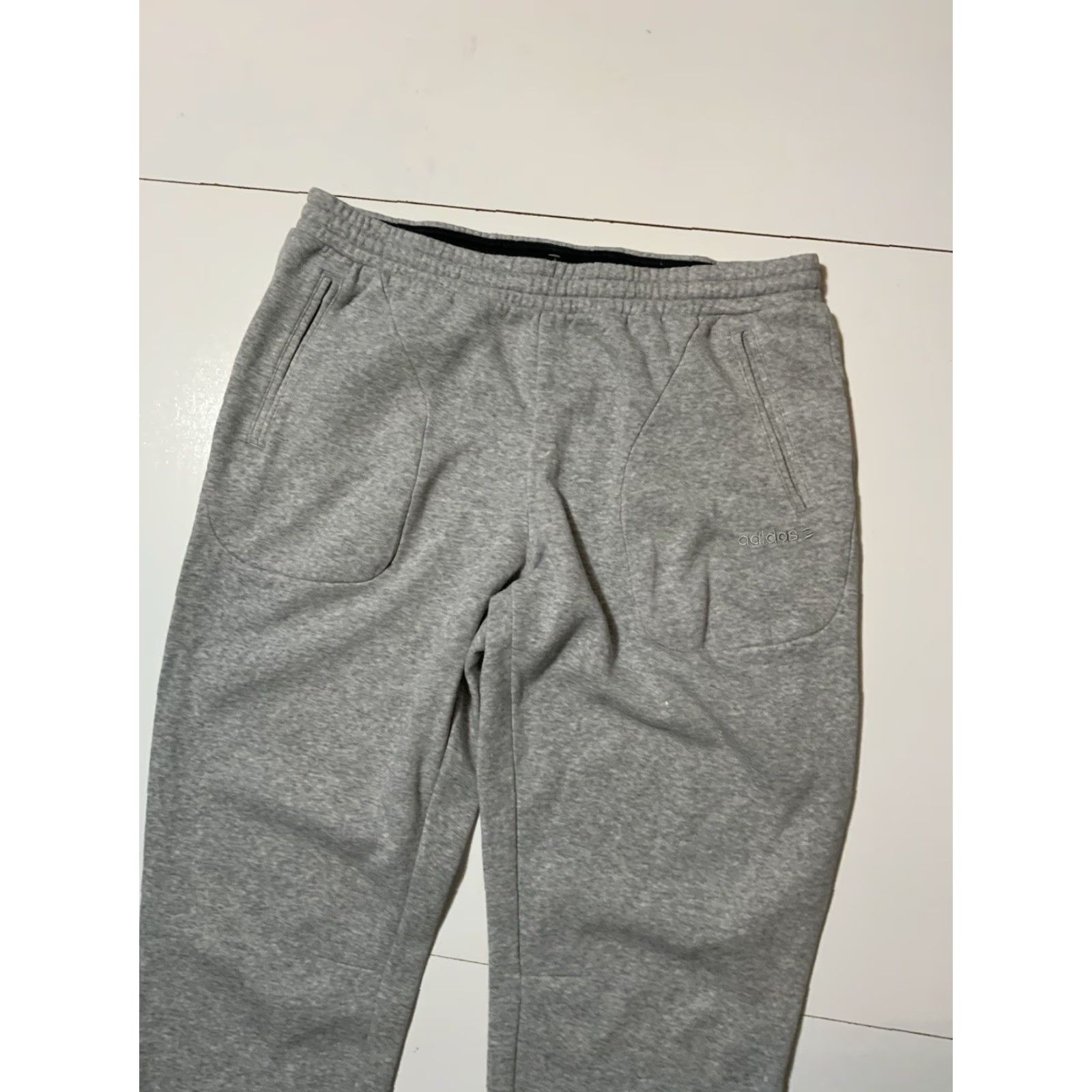 Adidas Adidas Neo Slim Heather Grey 3 Stripes Athletic Track Jogger Sweatpants Sz. L Men Pants Gray Activewear Size US 33 - 6 Thumbnail