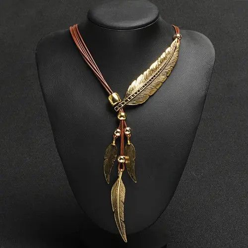 Jewelry Komura x Hada Brown Bohemian Feather Pattern Necklace Size ONE SIZE - 5 Thumbnail