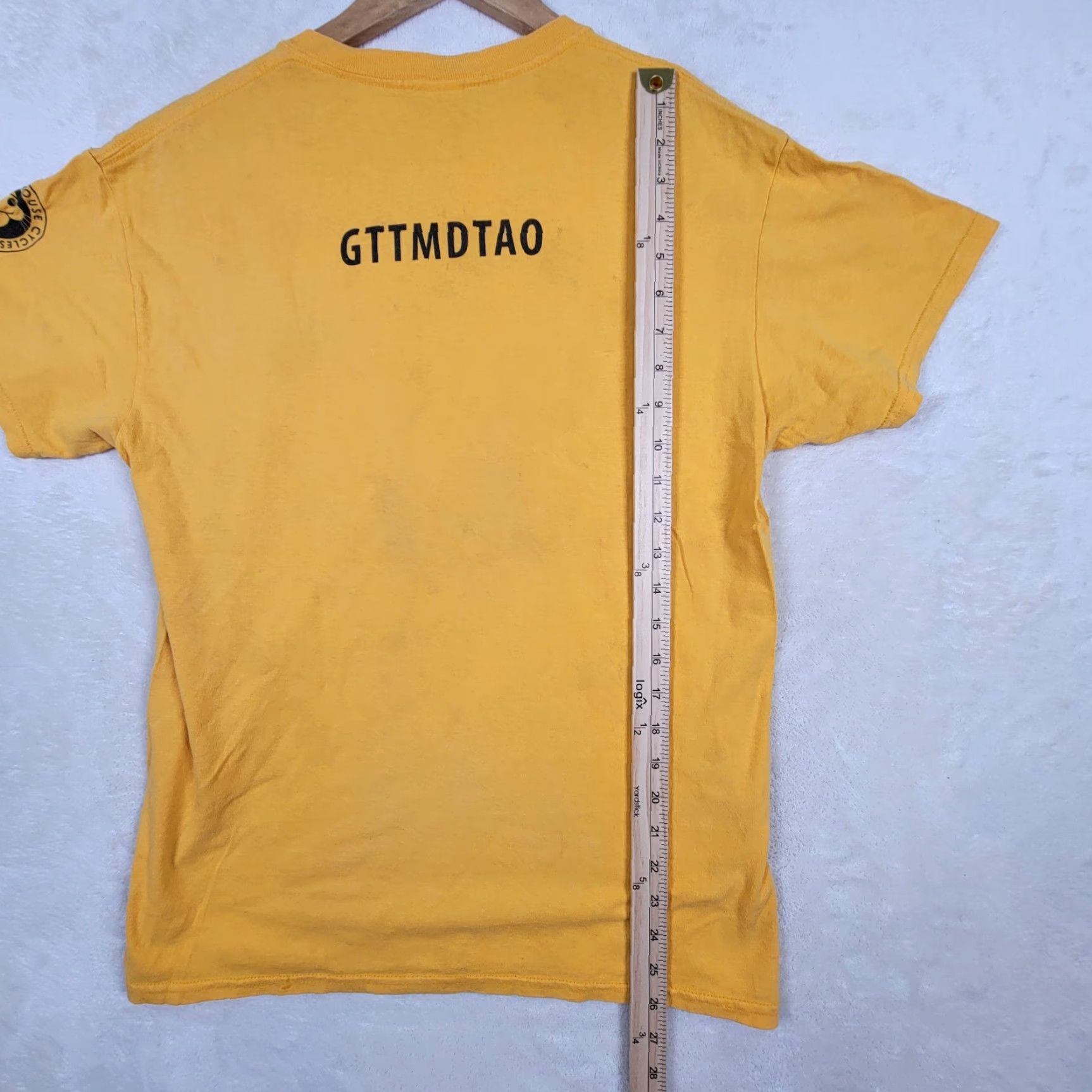 Gildan VINTAGE Gildan T-Shirt Yellow M Mens 90s Rat On Bike Graffiti Embroidered Logo Crew Neck Short Sleeve Cotton Blend Shirt Size US M / EU 48-50 / 2 - 6 Thumbnail