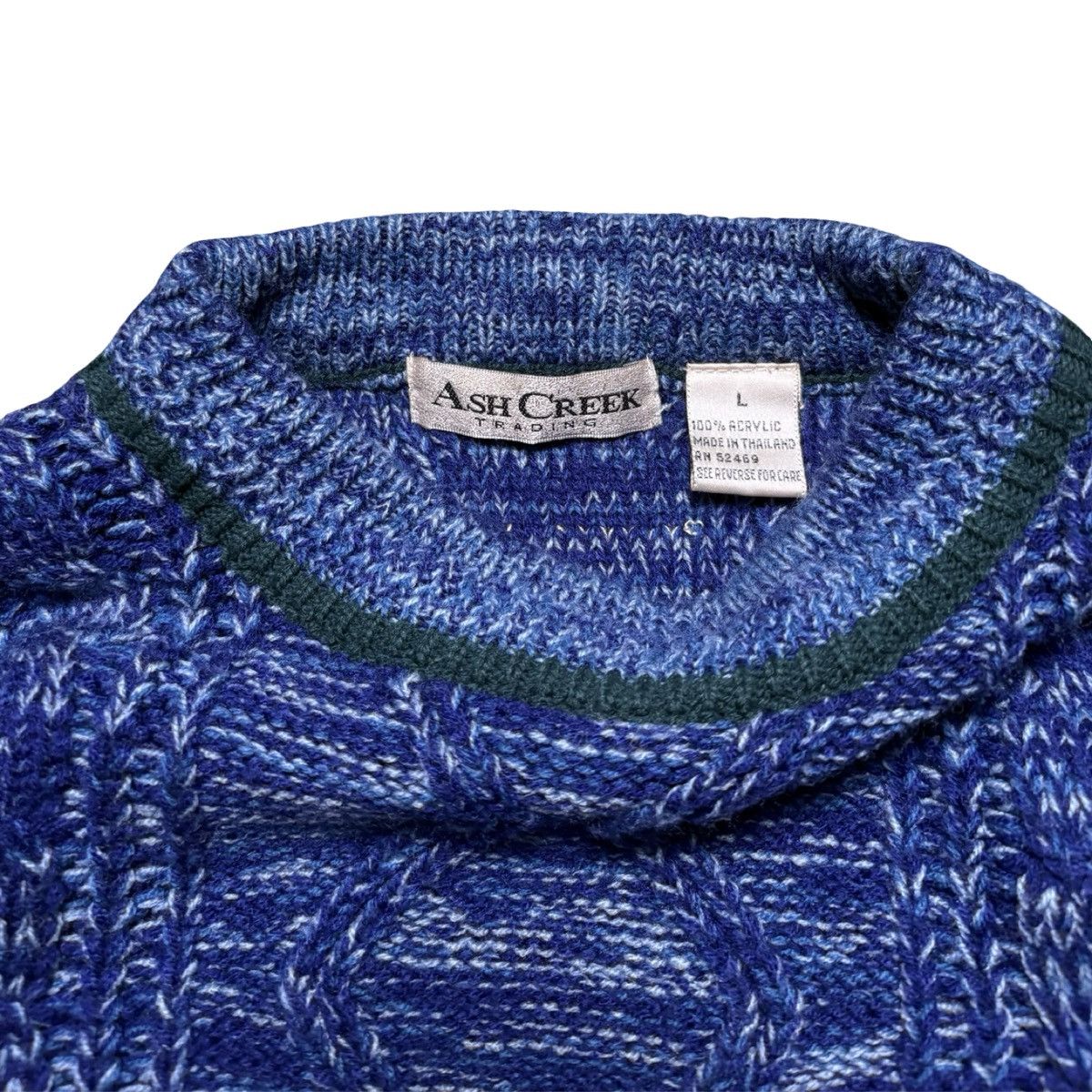 Other Ash Creek Geometric Knit Sweater L Blue Black Cotton 90s Size US L / EU 52-54 / 3 - 3 Thumbnail