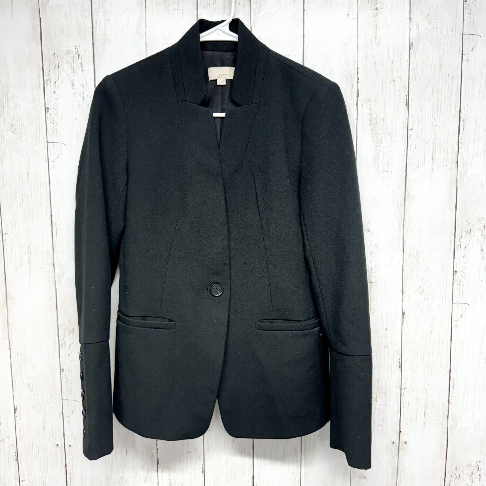 Loft Ann Taylor Loft 0 Single Button Blazer Long Sleeve Black Size XS / US 0-2 / IT 36-38 - 1 Thumbnail