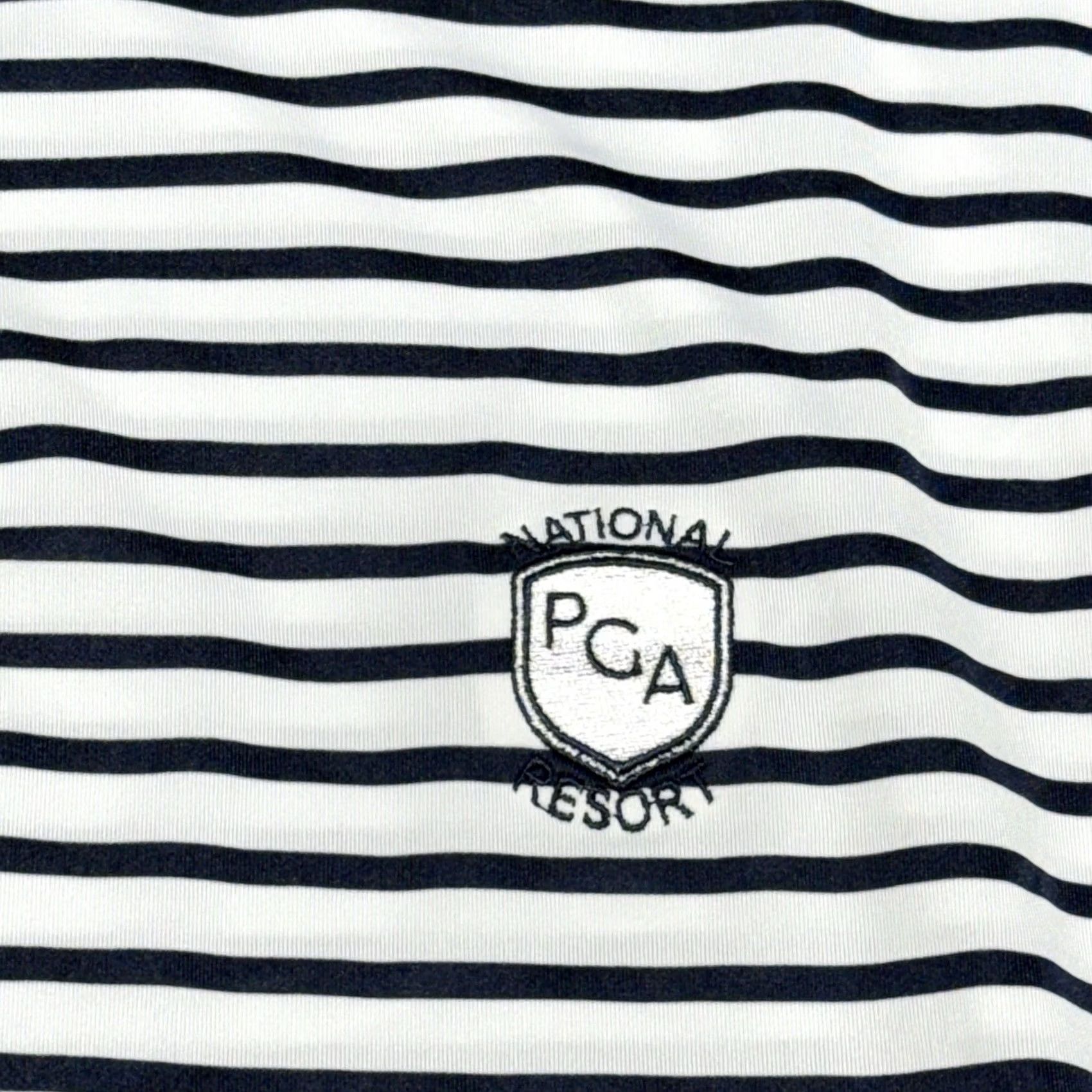 Footjoy Footjoy Polo Shirt Mens XL White Golf PGA National Resort Florida Blue Striped Short Sleeve Moisture Wicking Size US XL / EU 56 / 4 - 3 Thumbnail