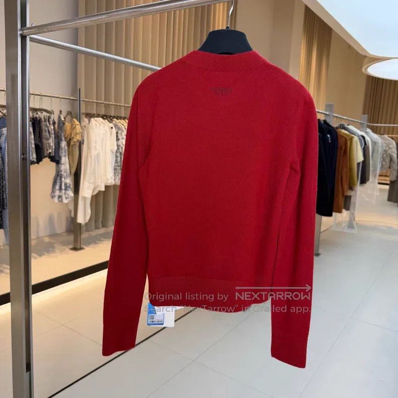 Hermes Hermes Red Embroidered Logo Wool Long Sleeve Sweater Size XXS / US 00 / IT 34 - 2 Thumbnail