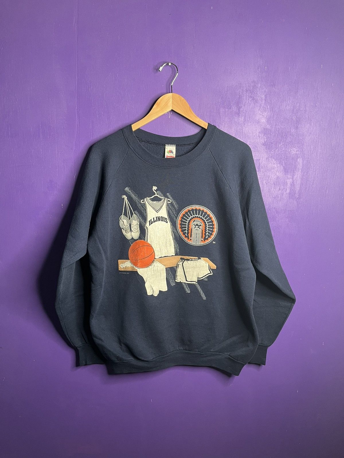Vintage Vintage 80s University of Illinois basketball sweatshirt Size US L / EU 52-54 / 3 - 1 Thumbnail