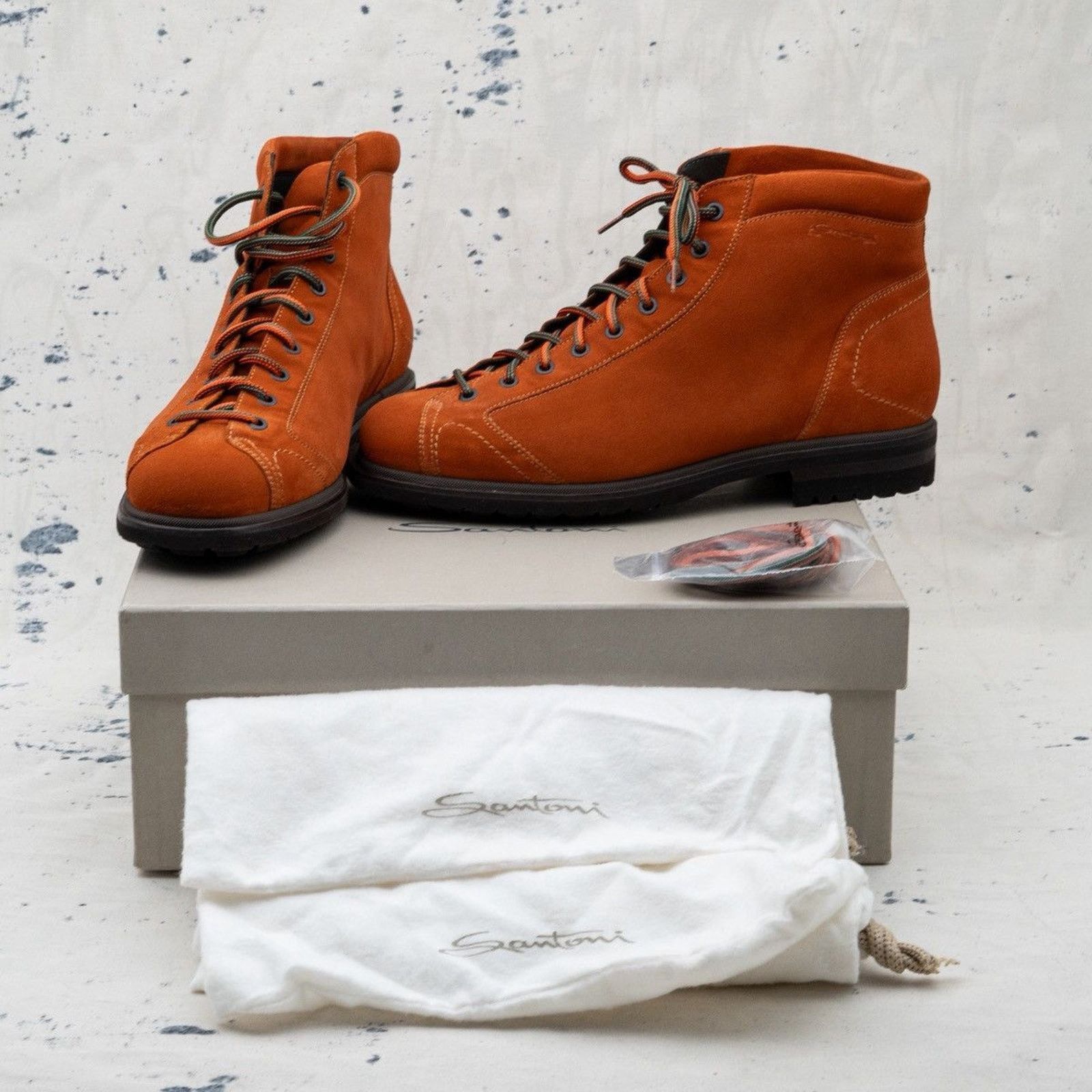 Santoni Santoni mens orange logo suede leather combat boots Size US 9 / EU 42 - 13 Thumbnail