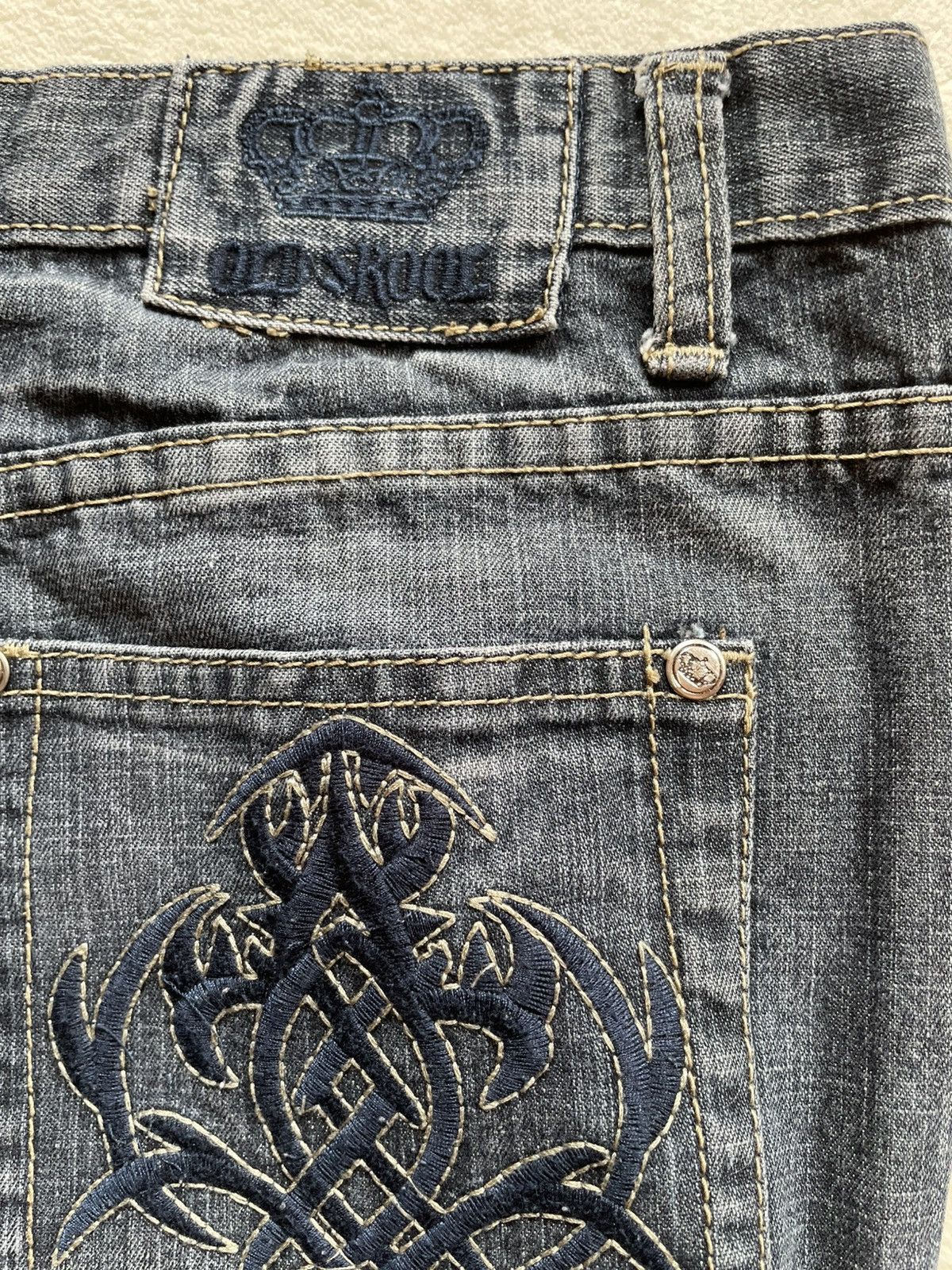 Japanese Brand Vintage Oldsrool Faded Baggy Dark Blue Jeans Size US 30 / EU 46 - 12 Thumbnail