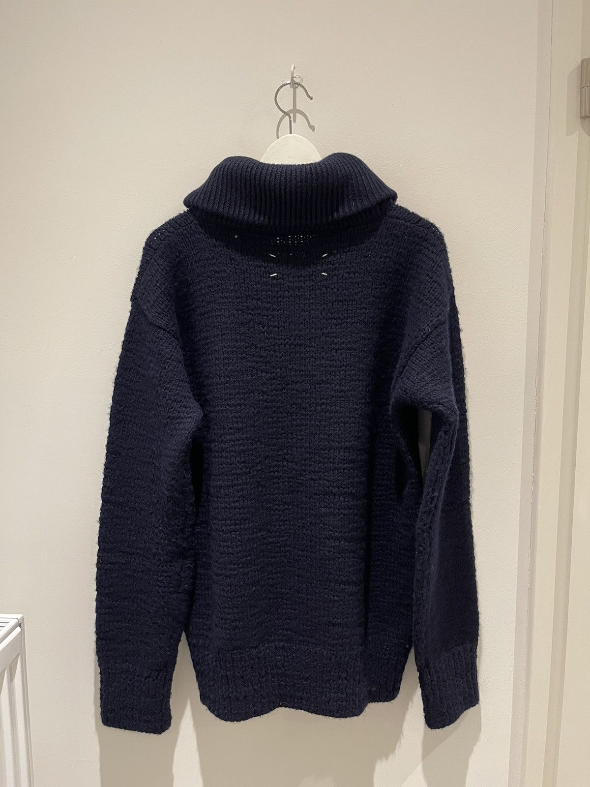 Maison Margiela Maison Margiela AW06 Navy Wool Shawl Collar Knit Sweater Size US L / EU 52-54 / 3 - 13 Thumbnail