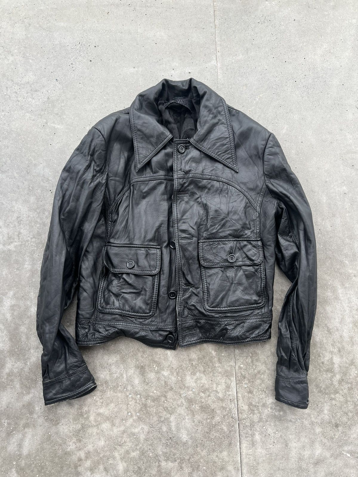 Genuine Leather × Vintage Leather jacket vintage avant garde s black Size S / US 4 / IT 40 - 1 Thumbnail