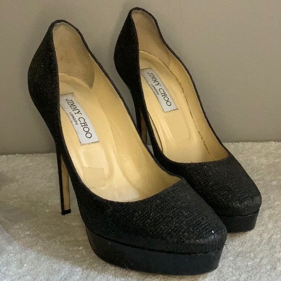 Jimmy Choo Jimmy Choo Black Cosmic Sequin Pumps with a Stiletto Heel Size US 8.5 / IT 38.5 - 1 Thumbnail