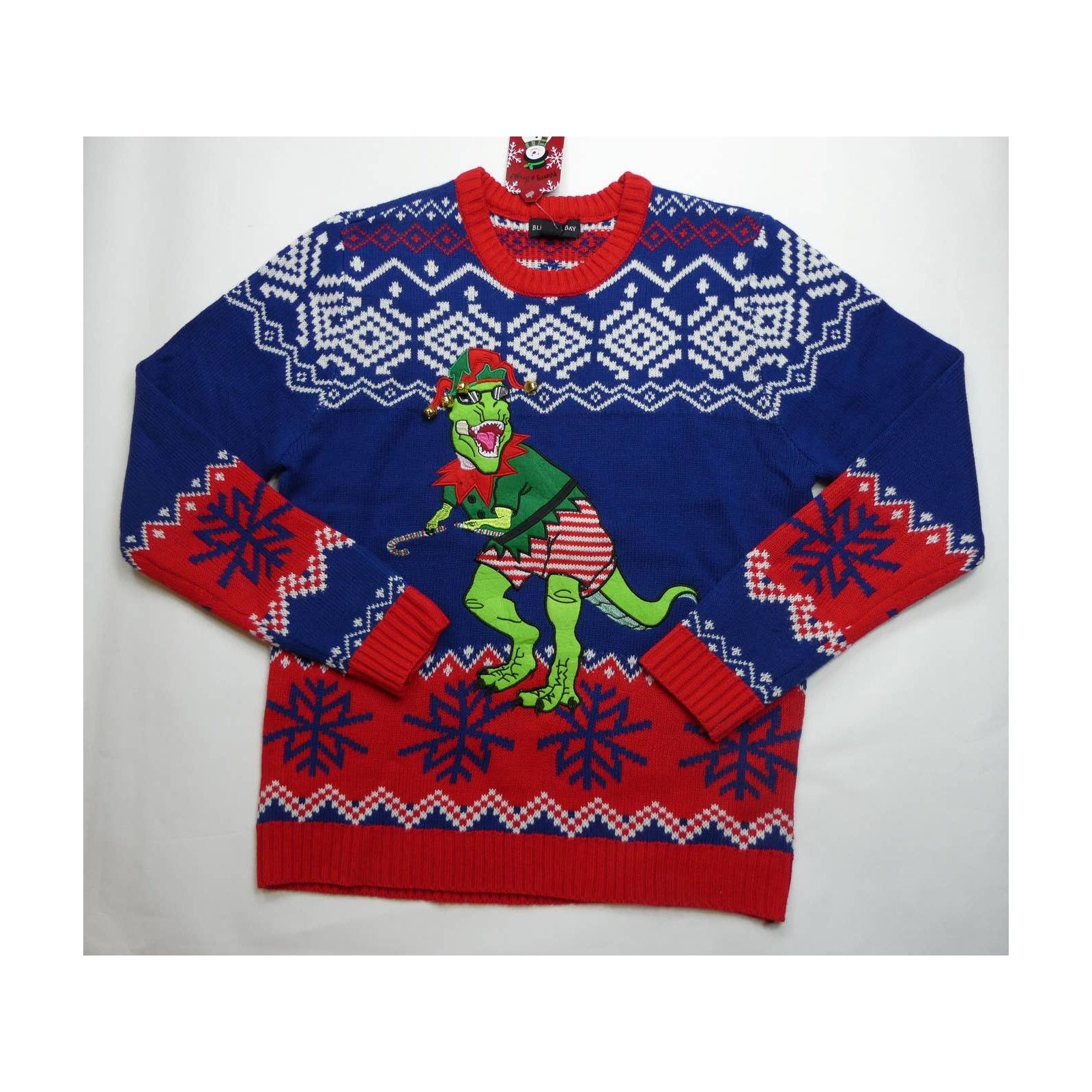 Holiday Brand men's BLIZZARD BAY holiday sweater, Santa T-Rex, medium, NWT Size US M / EU 48-50 / 2 - 1 Thumbnail