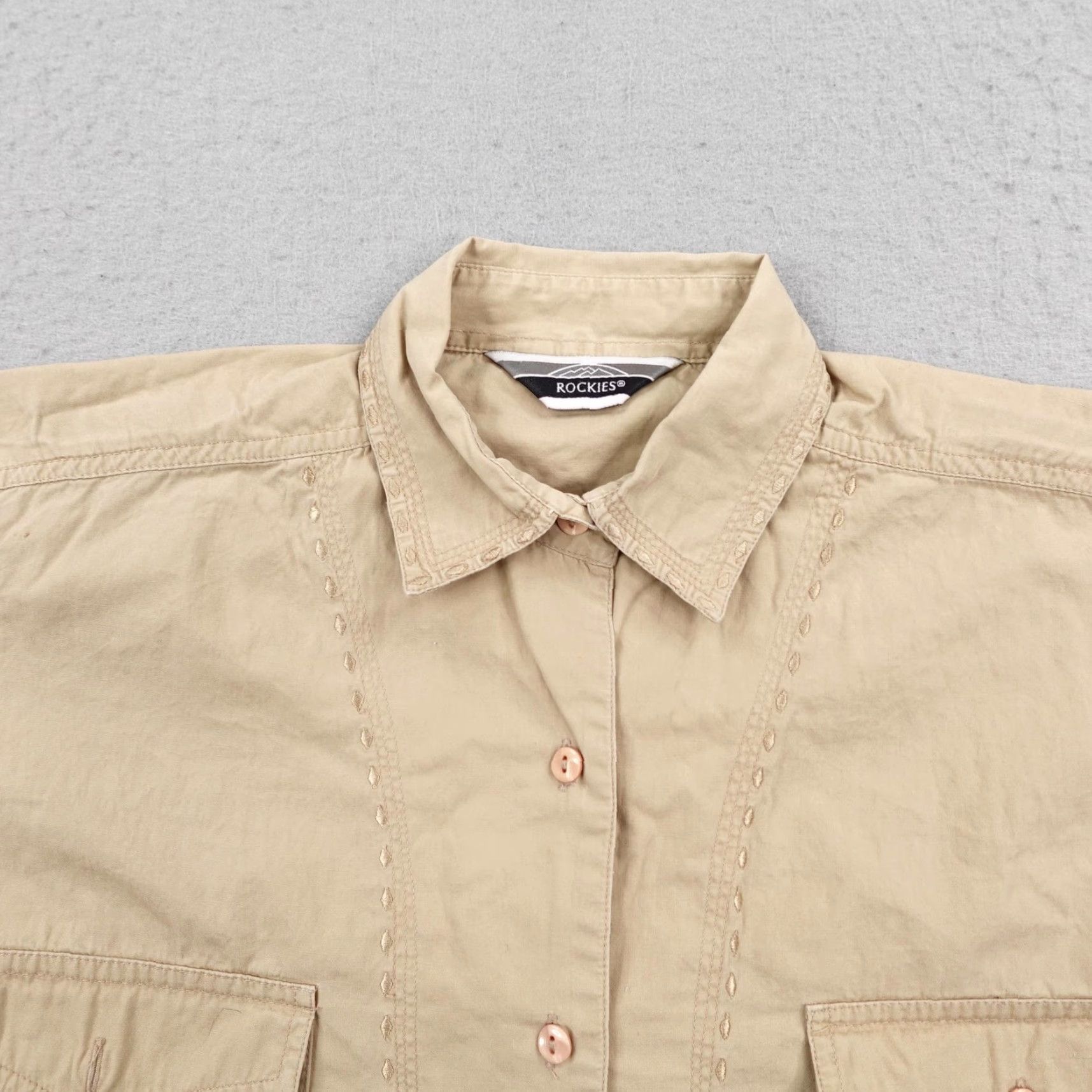 Vintage VINTAGE Rockies Shirt Womens Large Beige Country Western Button Up Embroidered Size M / US 6-8 / IT 42-44 - 2 Thumbnail