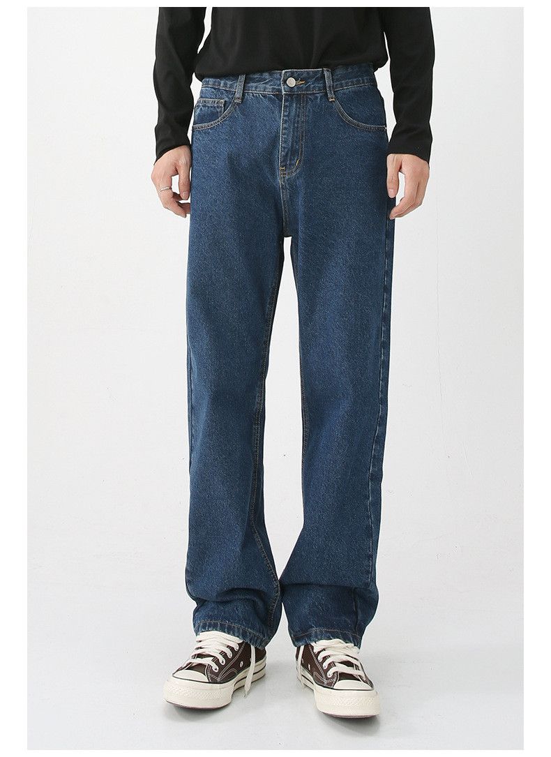Japanese Brand × Jean Dark blue washed loose casual all-match straight jeans Size US 32 / EU 48 - 2 Thumbnail