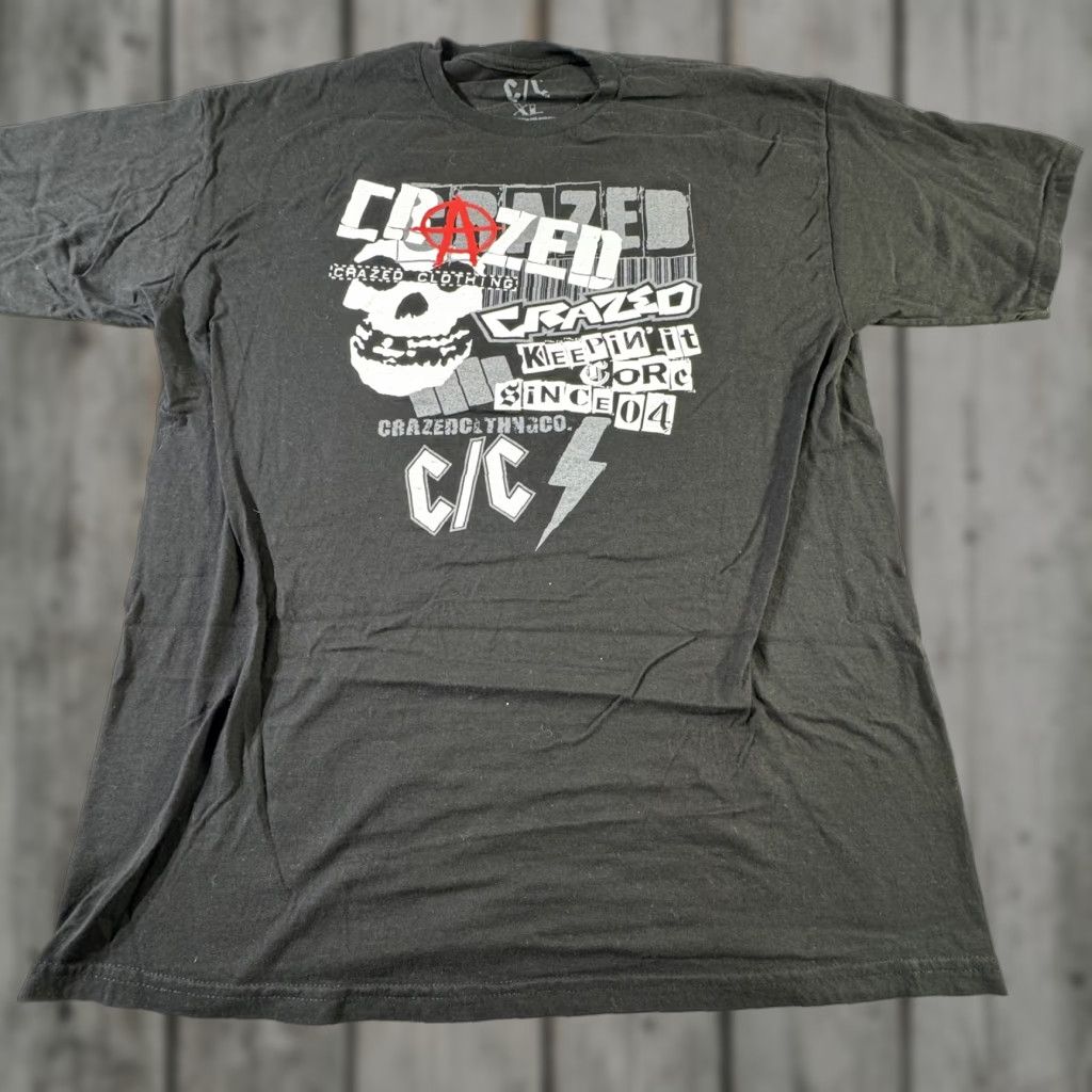 Vintage Crazed Clothing Shirt Mens XL Black Punk Skull Graphic Streetwear Tee Crew Neck Short Sleeve Size US XL / EU 56 / 4 - 1 Thumbnail