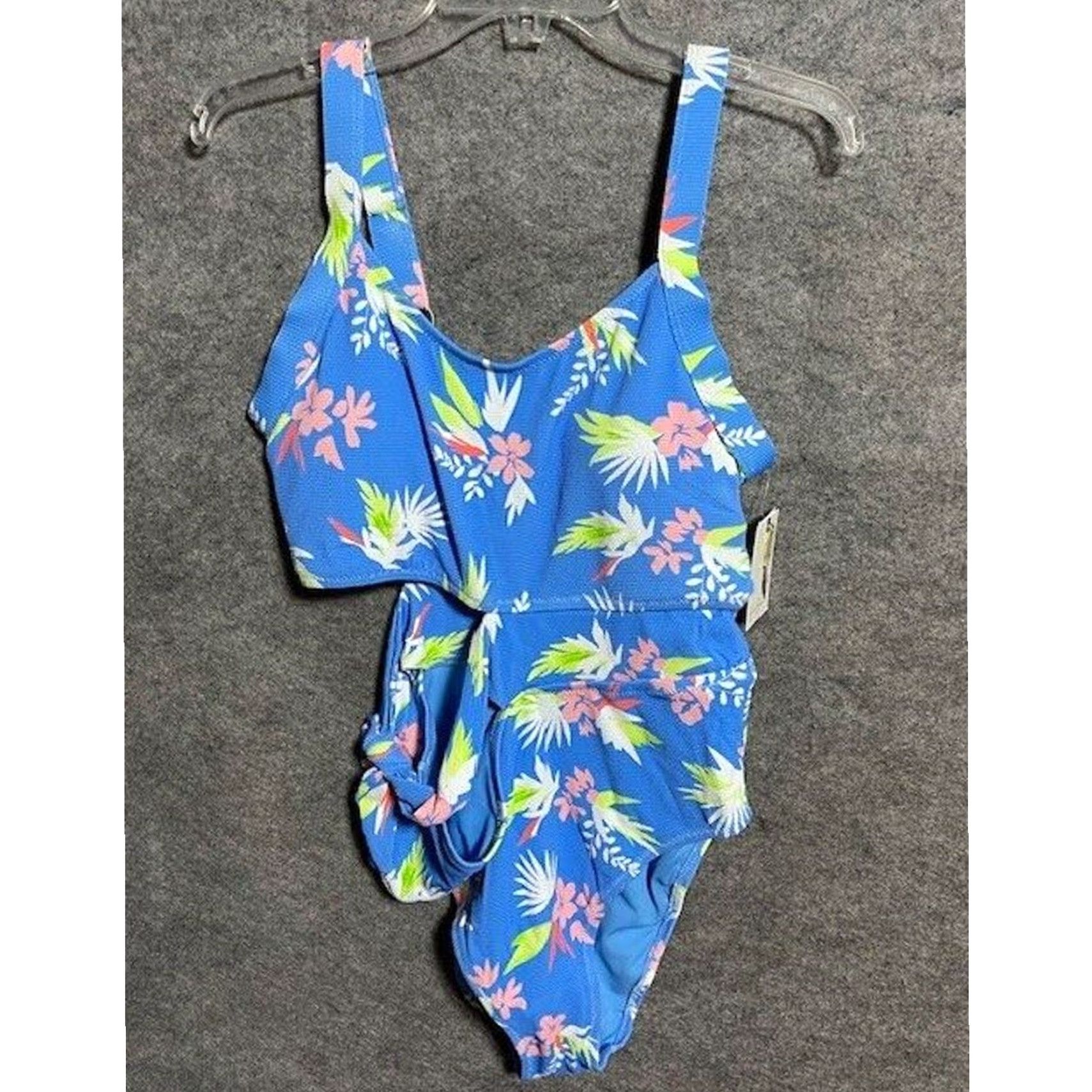 Jessica Simpson Jessica Simpson One Piece Bathing Suit L Floral Beach Women Spaghetti Strap Padded Removable Pads Swim Coastal Nylon Spandex Blue Size L / US 10 / IT 46 - 2 Thumbnail