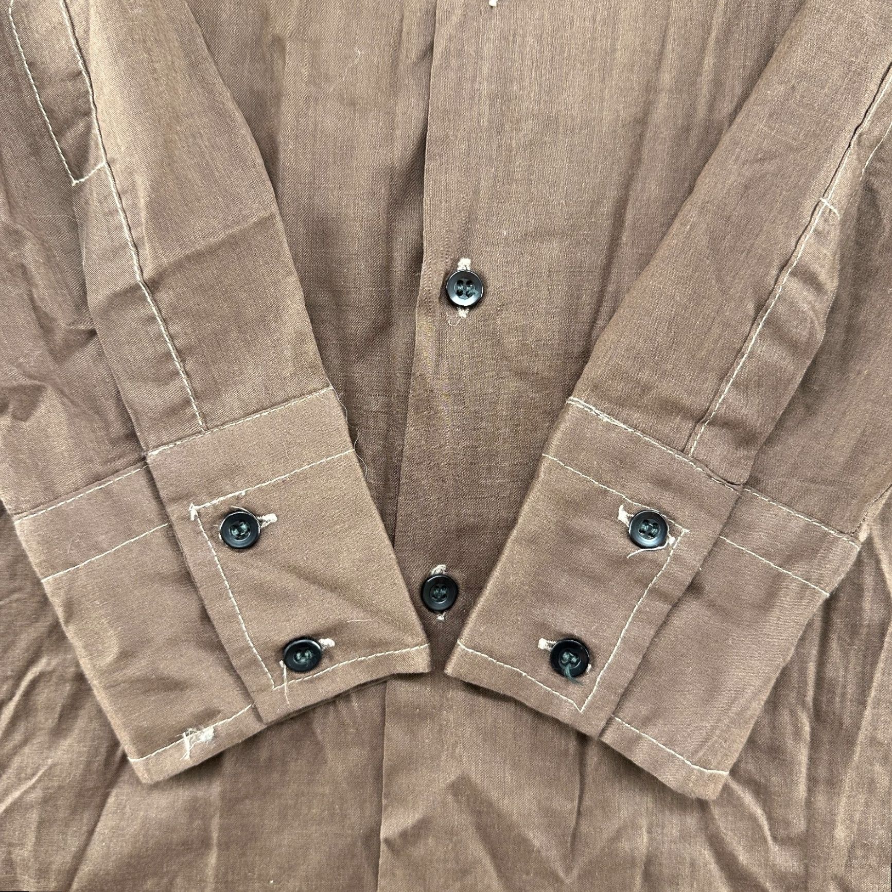 Vintage VINTAGE 555 Spearpoint Collar Shirt Mens Small Brown Button Long Sleeve 70s 90s Dagger Cotton Regular Pocket Size US M / EU 48-50 / 2 - 2 Thumbnail