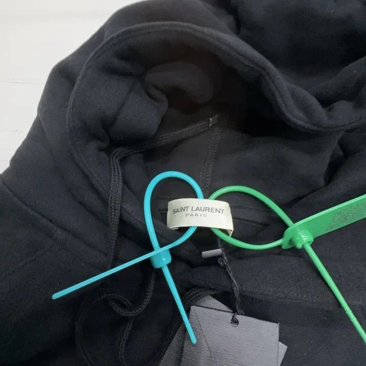 Saint Laurent Paris Saint Laurent Black Logo Embroidered Hoodie -2507 Size M / US 6-8 / IT 42-44 - 5 Thumbnail