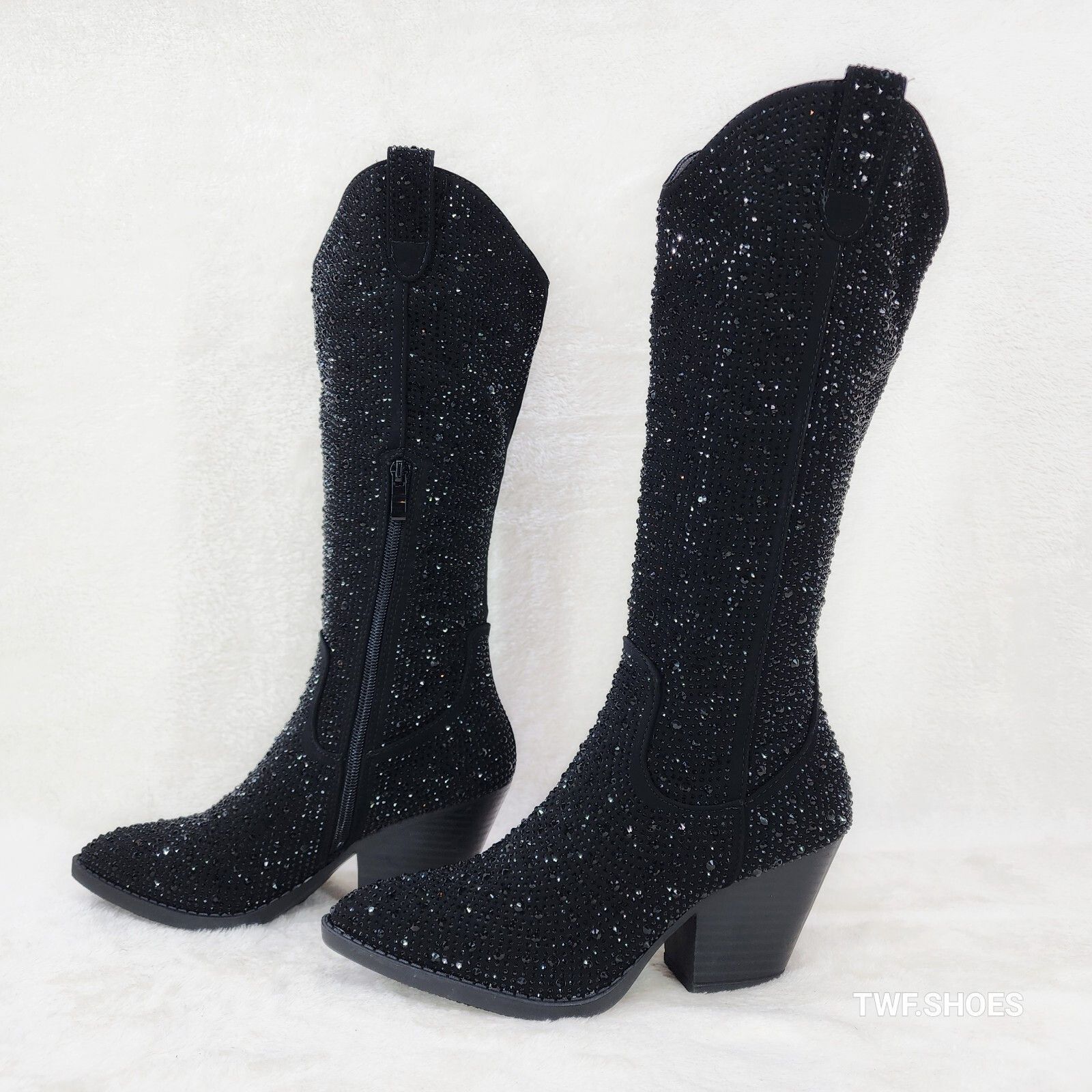 Other Wild One Glamour Black Rhinestone Glam Glitter Country Weste Size US 6 / IT 36 - 8 Thumbnail