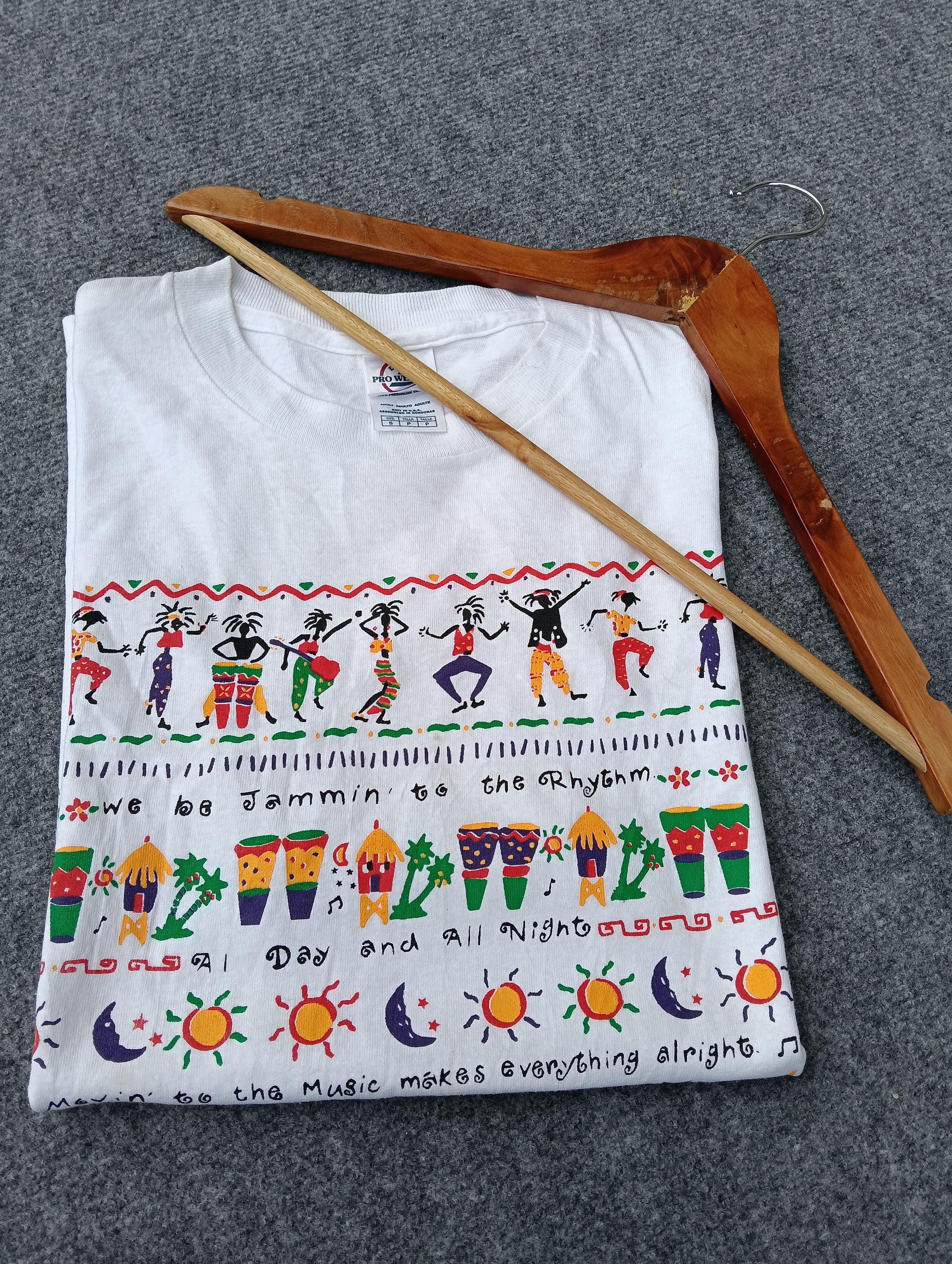 Vintage Rare 🔥 Vintage stick man Rasta white Tshirt. Size US S / EU 44-46 / 1 - 7 Thumbnail