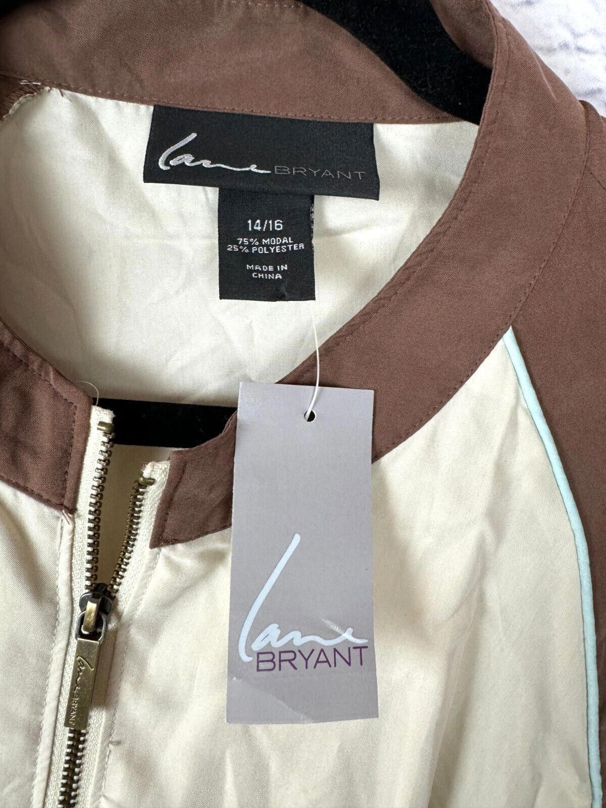 Lane Bryant Cream Brown Zip Up Jacket Size 14/16