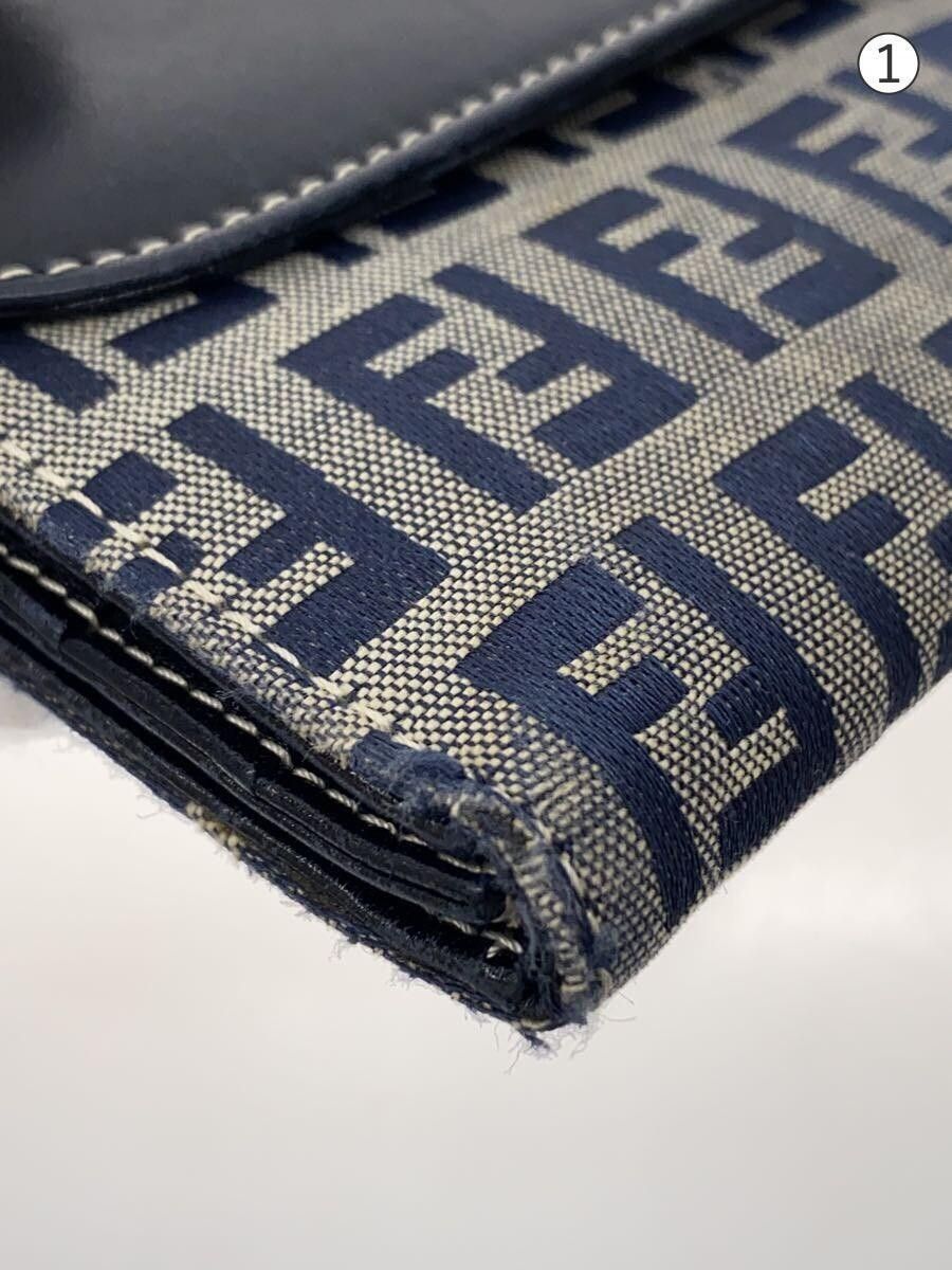 Fendi Fendi FF Plate Canvas W Hook Long Wallet Navy Size ONE SIZE - 7 Thumbnail